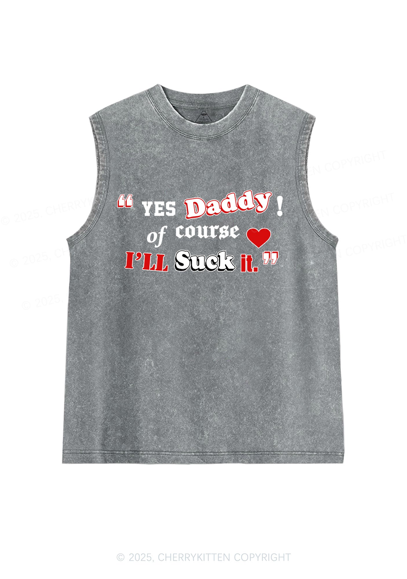 Daddy Suck It Y2K Washed Muscle Tank Cherrykitten