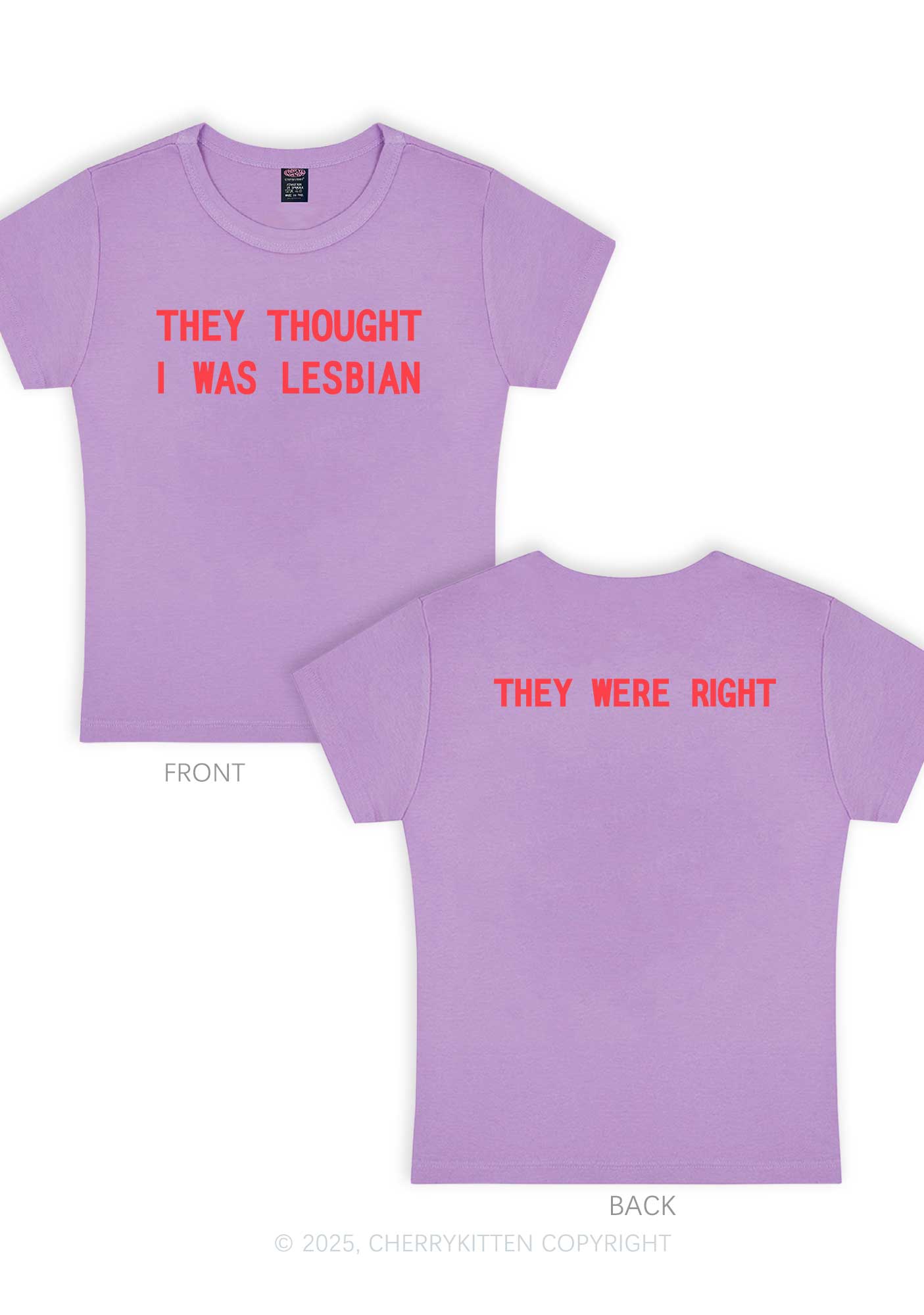 I Was Lesbian Two Sides Pride Y2K Baby Tee Cherrykitten
