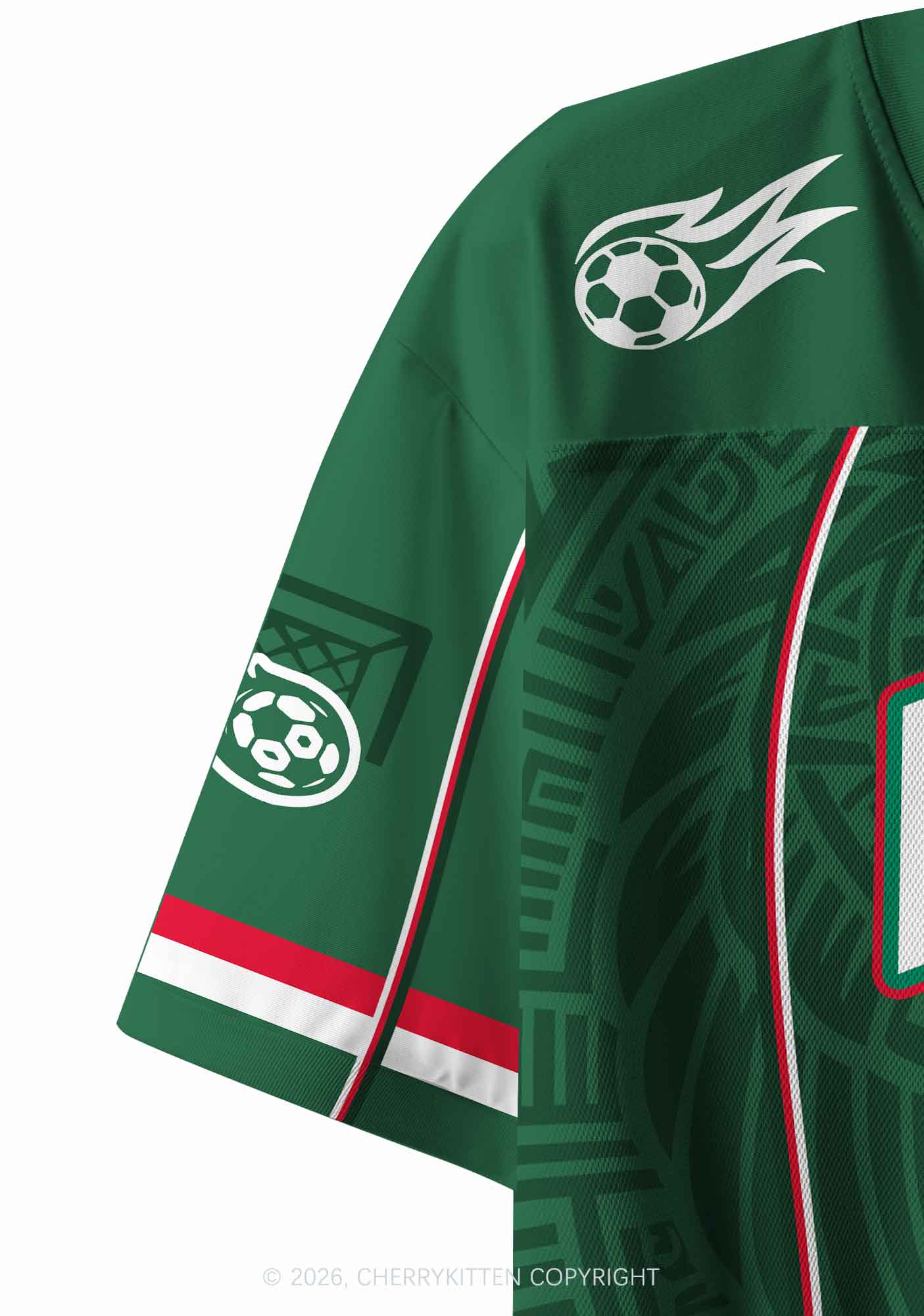 Custom Green Mexico Totem Art Y2K Crop Sport Jersey Shirts Cherrykitten