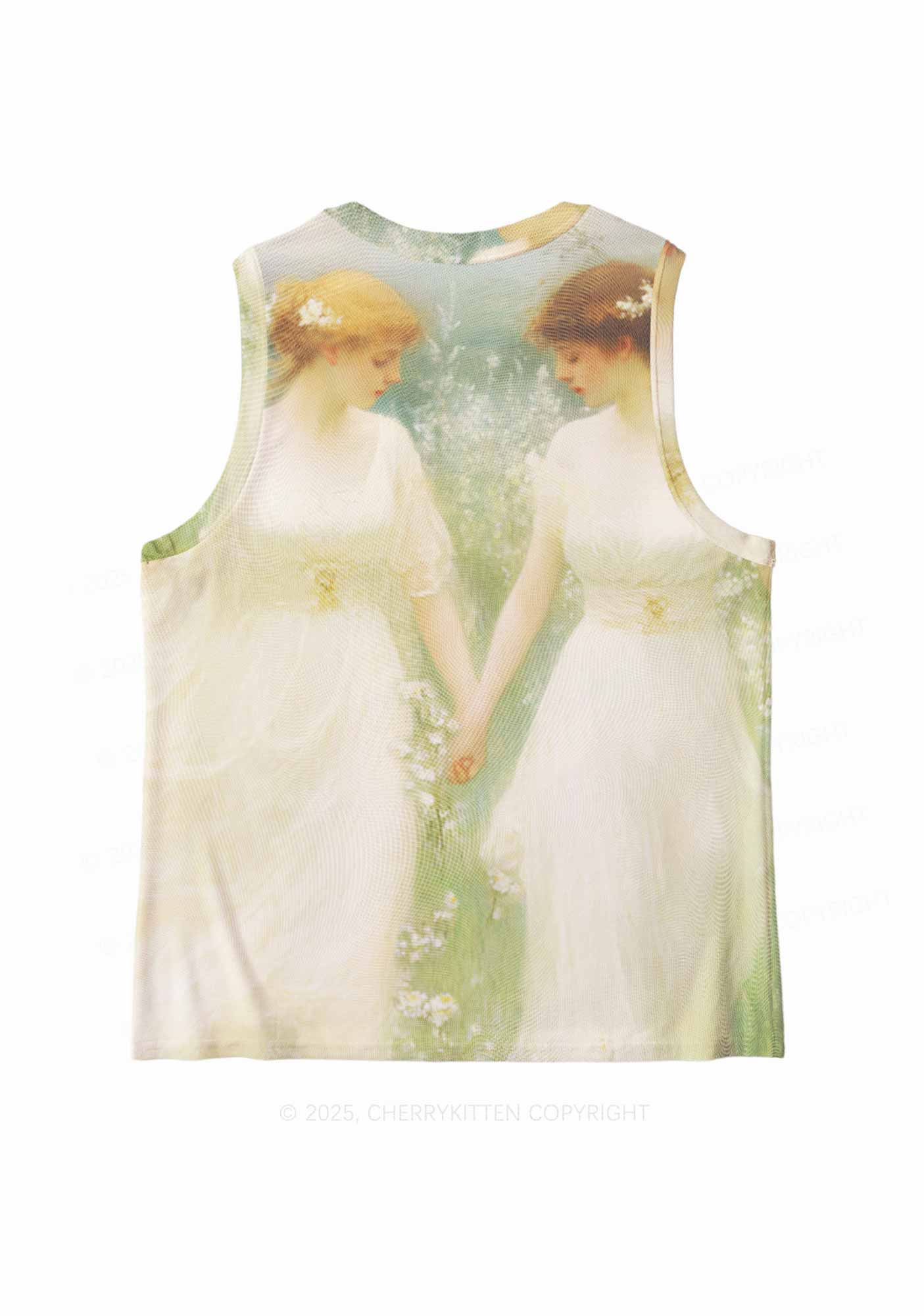 Lesbian Fairy Pride Y2K Mesh Muscle Tank Cherrykitten