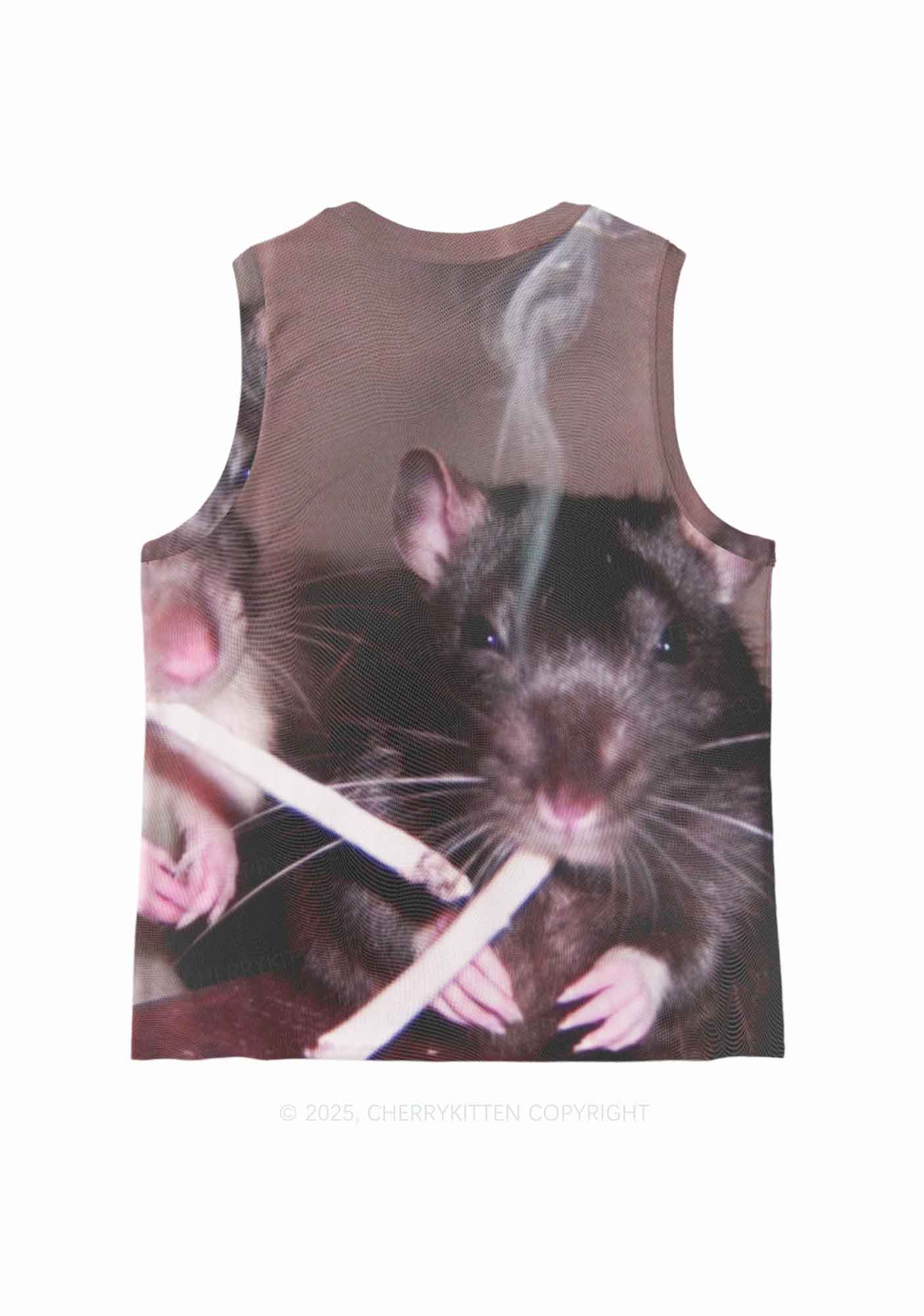 Smoking Rats Y2K Mesh Muscle Tank Cherrykitten