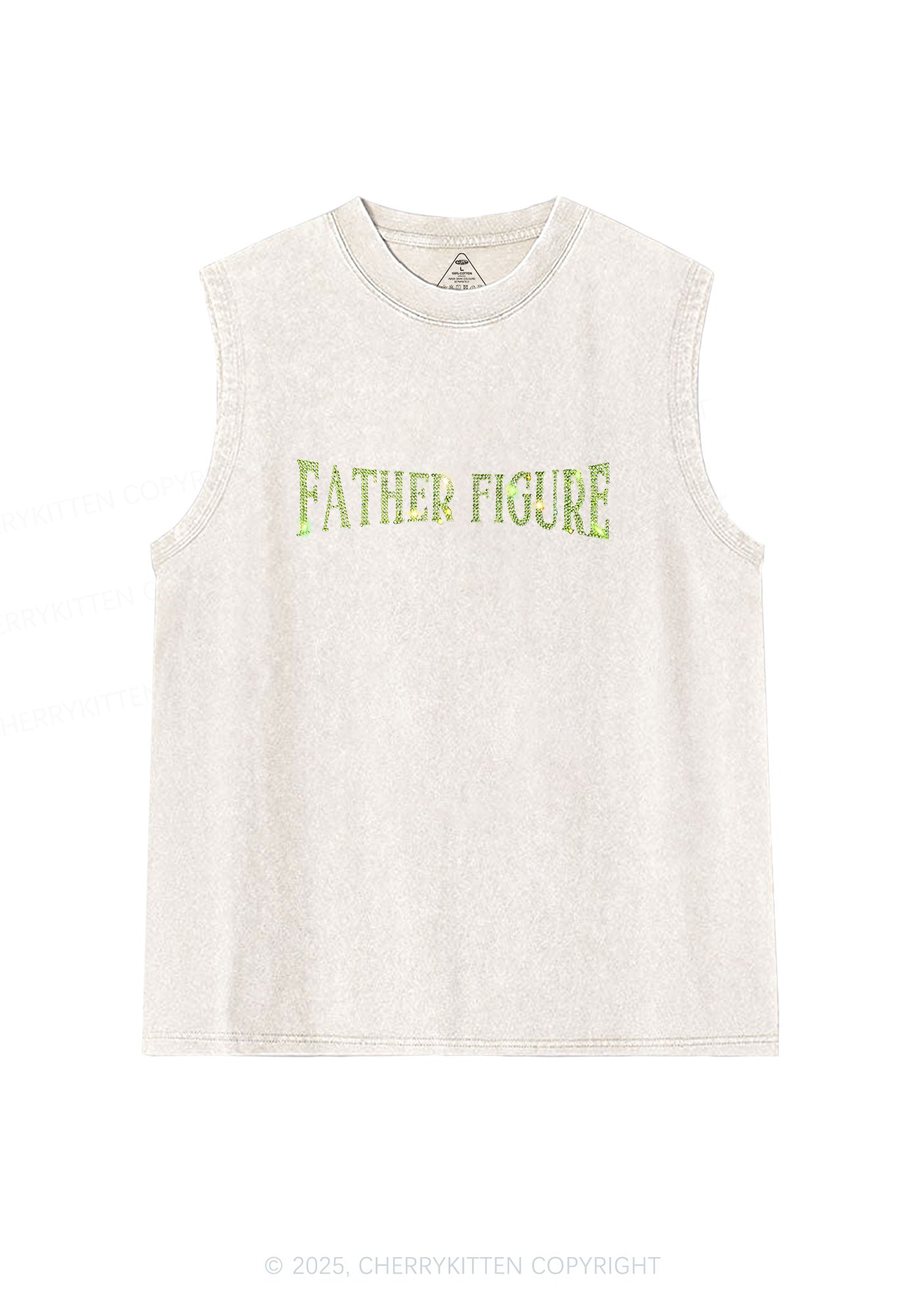 Rhinestone Father Figure Y2K Washed Muscle Tank Cherrykitten