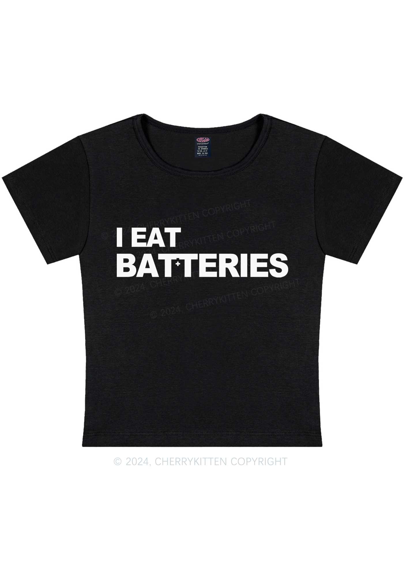 I Eat Batteries Y2K Baby Tee Cherrykitten