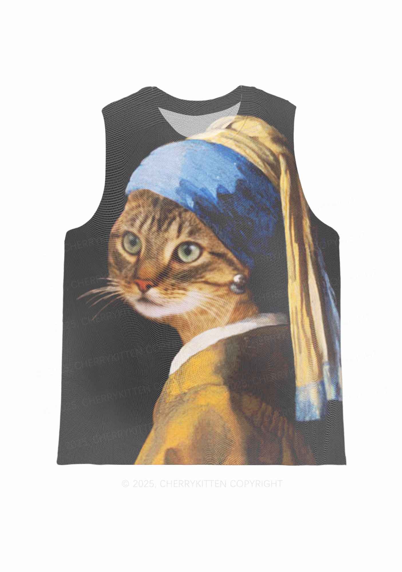 The Lady Cat Y2K Mesh Muscle Tank Cherrykitten