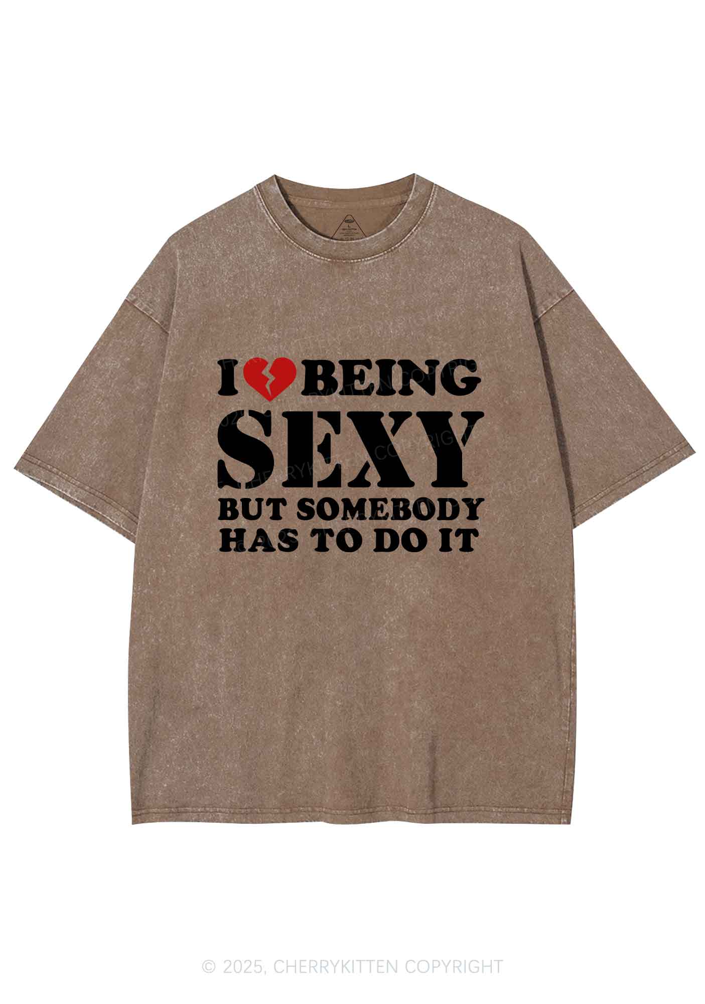 Being Sexy Tough Y2K Shirts Washed Tee Cherrykitten