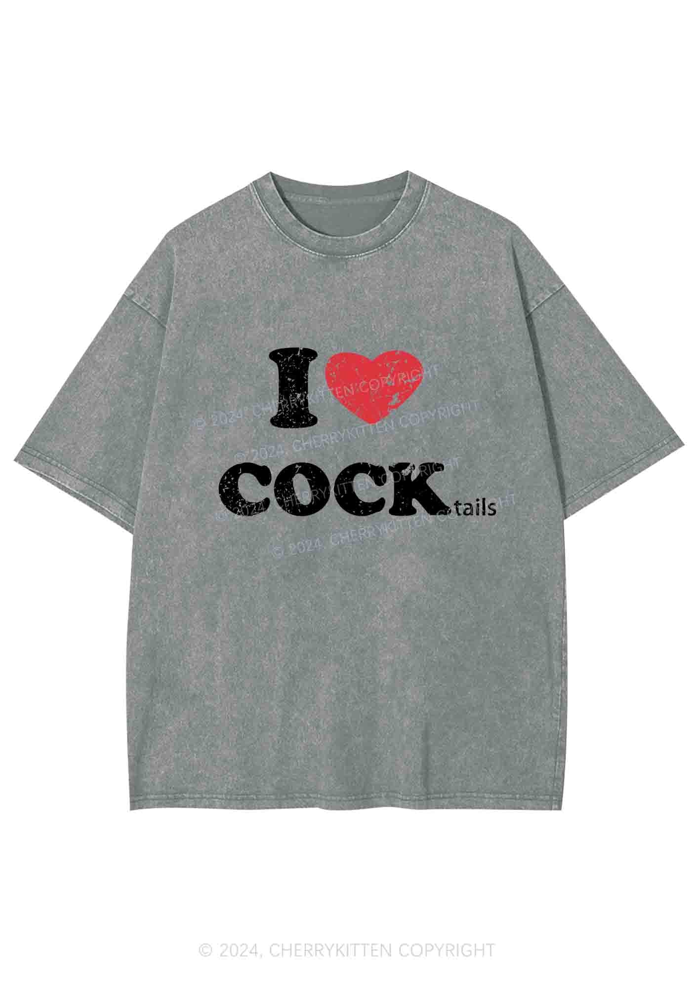 I Love Cocktails Y2K Washed Tee Cherrykitten