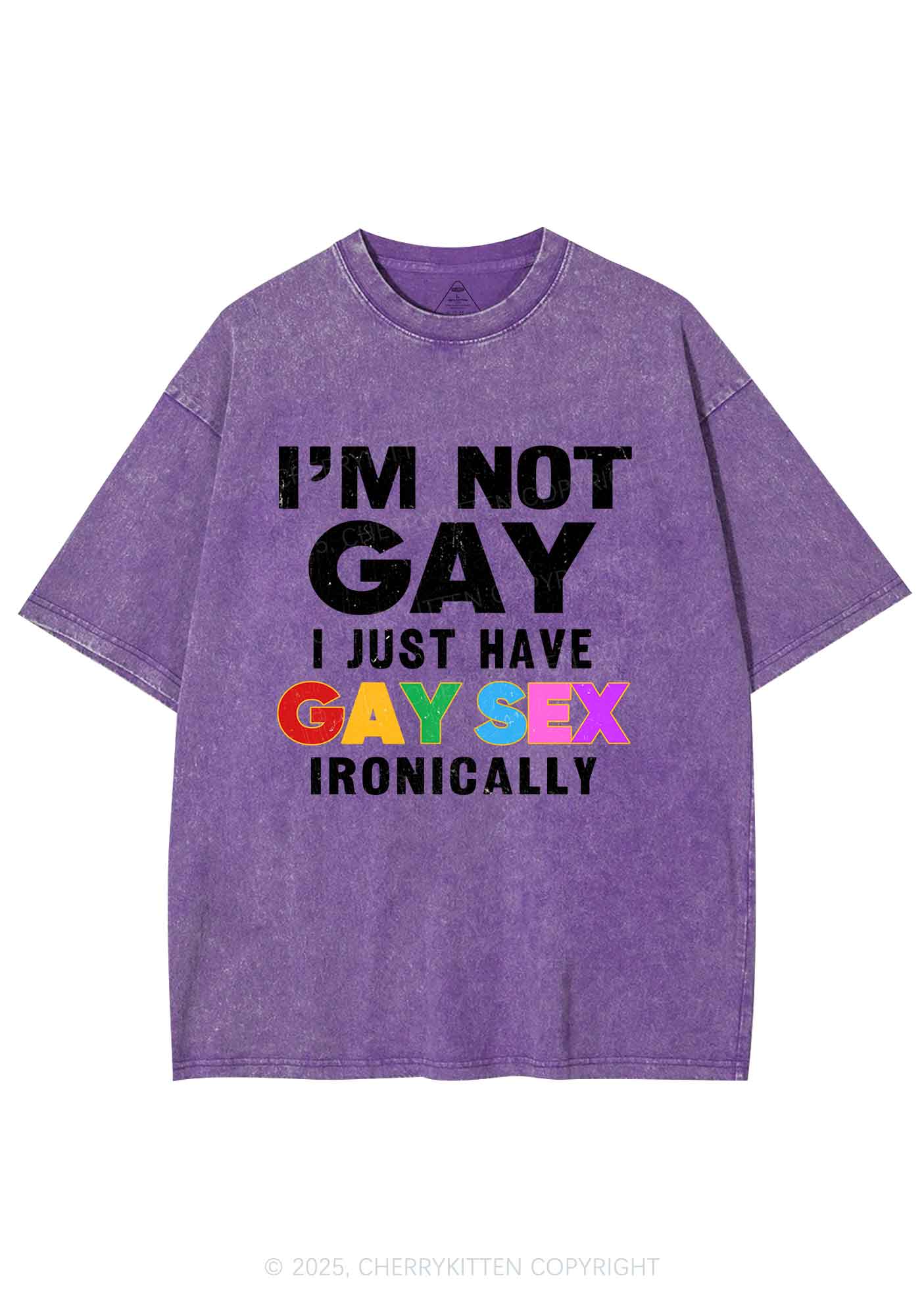 Gay Sx Ironically Pride Y2K Shirts Washed Tee Cherrykitten