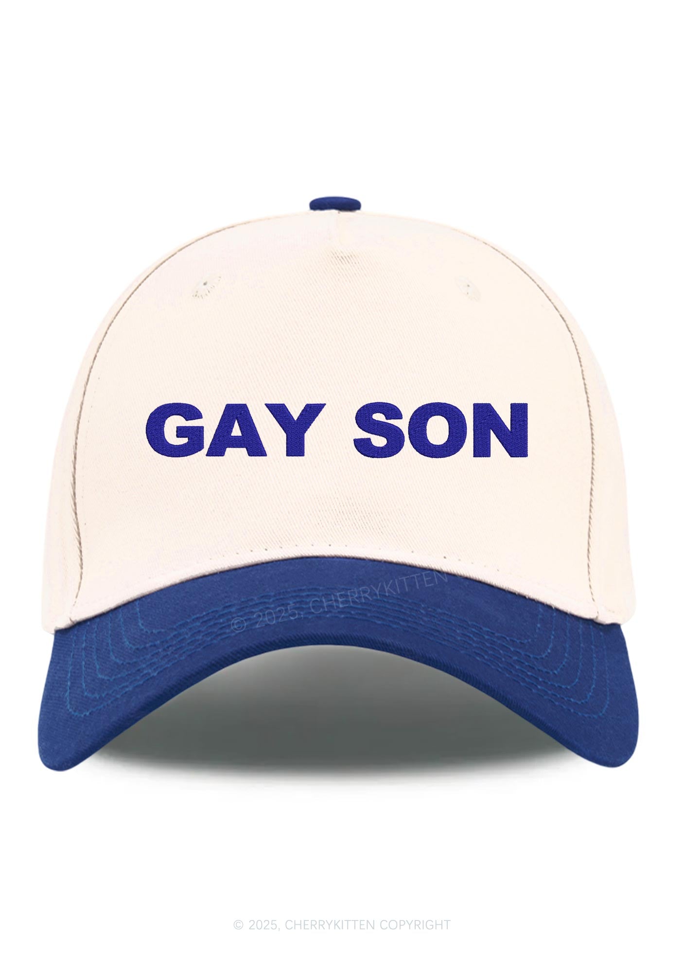 Embroidered Gay Son Pride Y2K Color Block Baseball Cap Cherrykitten
