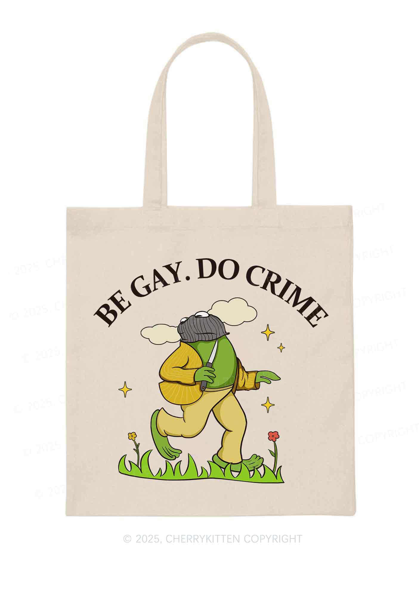 Be Gay Do Crime Frog Pride Y2K Canvas Tote Bag Cherrykitten