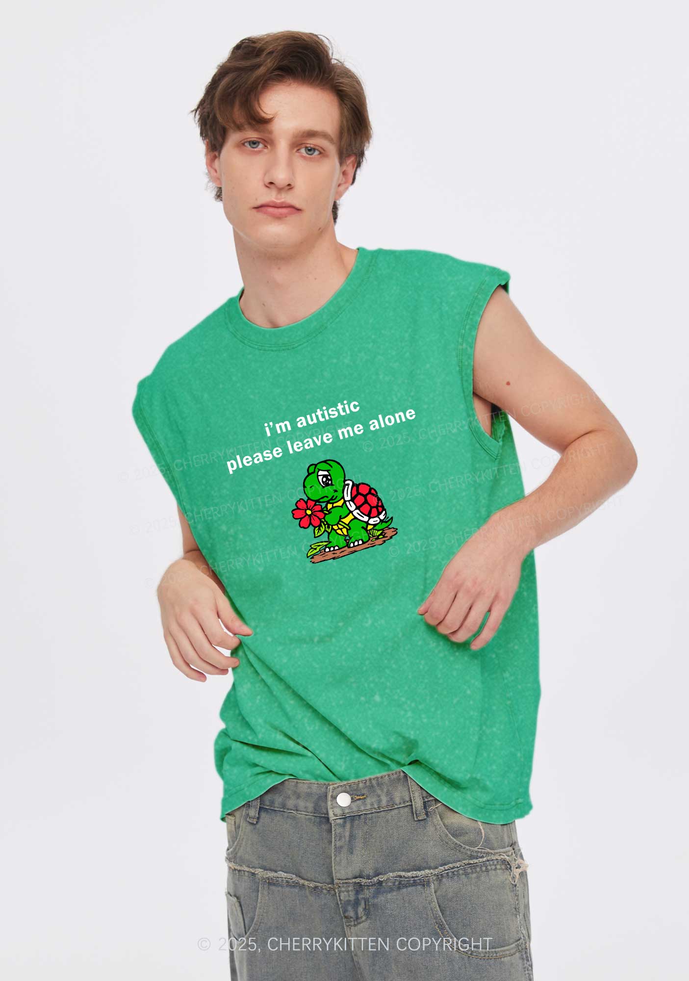 Im Autistic Leave Me Alone Y2K Washed Muscle Tank Cherrykitten