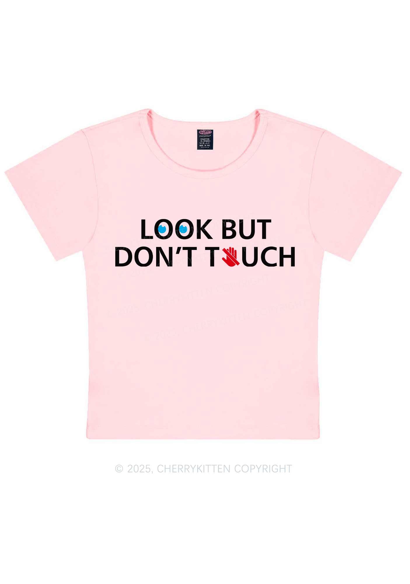 Look Dont Touch Y2K Baby Tee Cherrykitten
