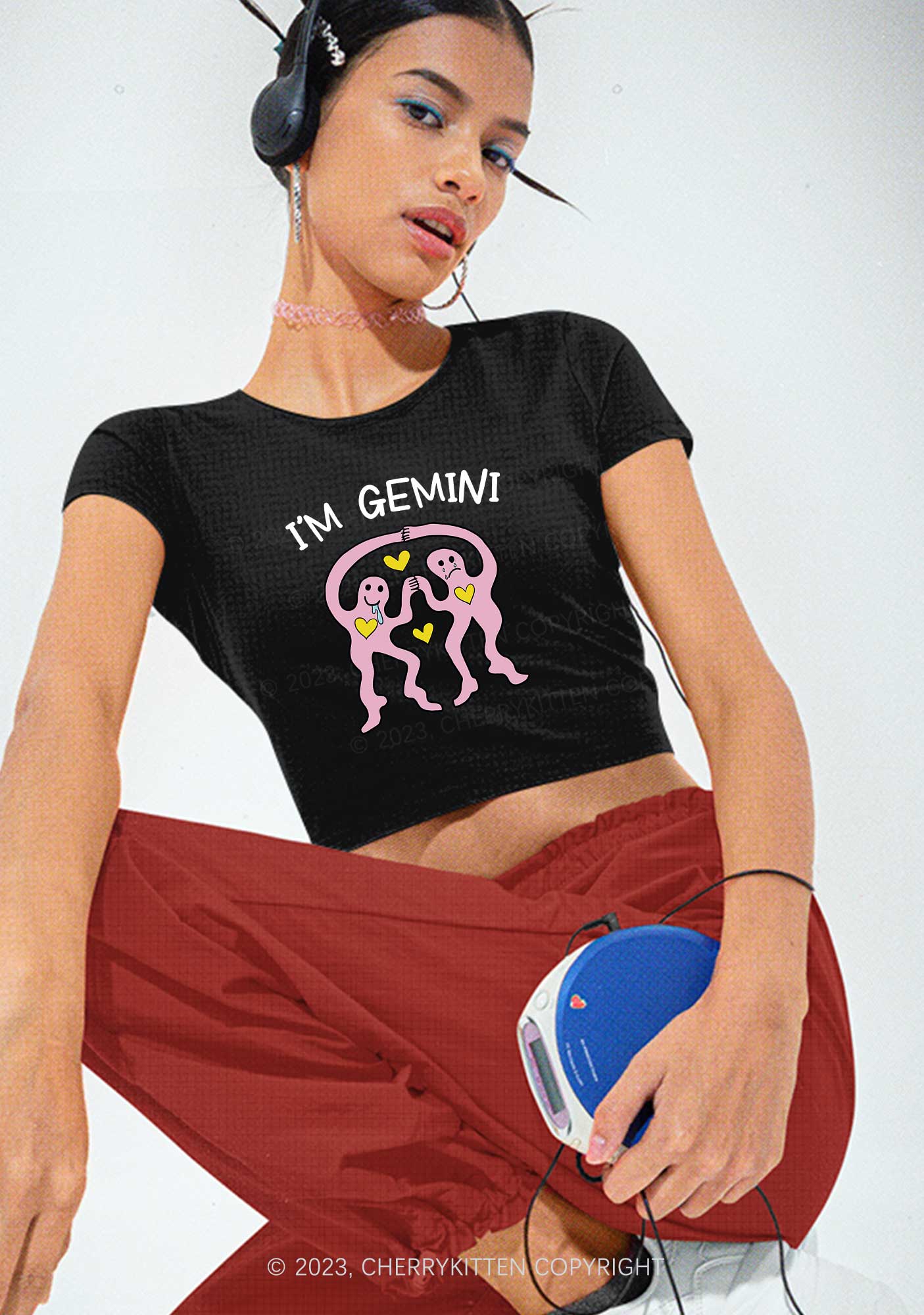 I'm Gemini Y2K Baby Tee Cherrykitten