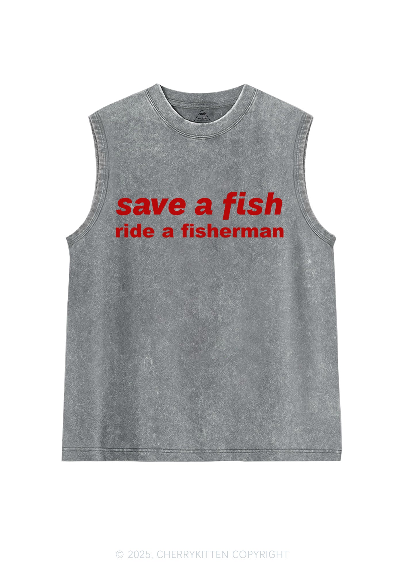 Save A Fish Y2K Washed Muscle Tank Cherrykitten