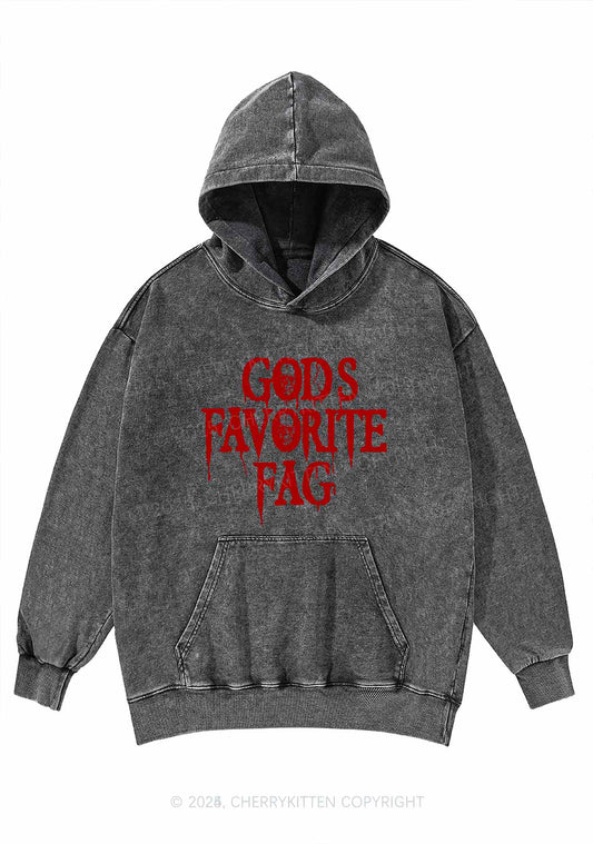 Halloween Gods Favorite Fag Pride Y2K Washed Hoodie Cherrykitten