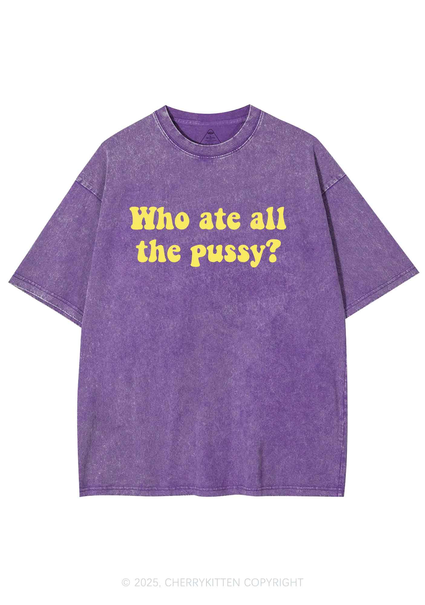 Who Ate All Puxxy Y2K Shirts Washed Tee Cherrykitten