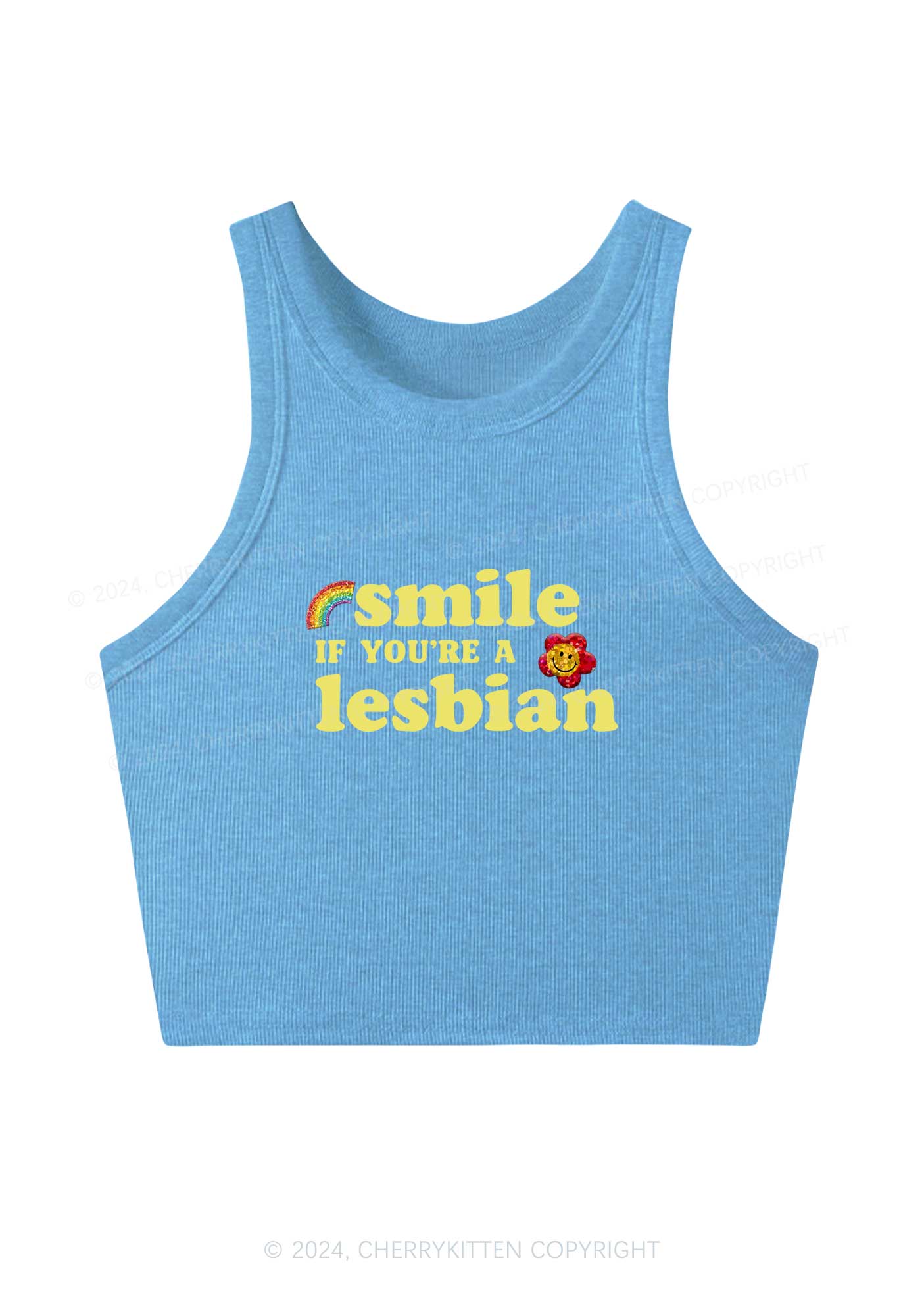 Lesbian Smile Y2K Crop Tank Top Cherrykitten