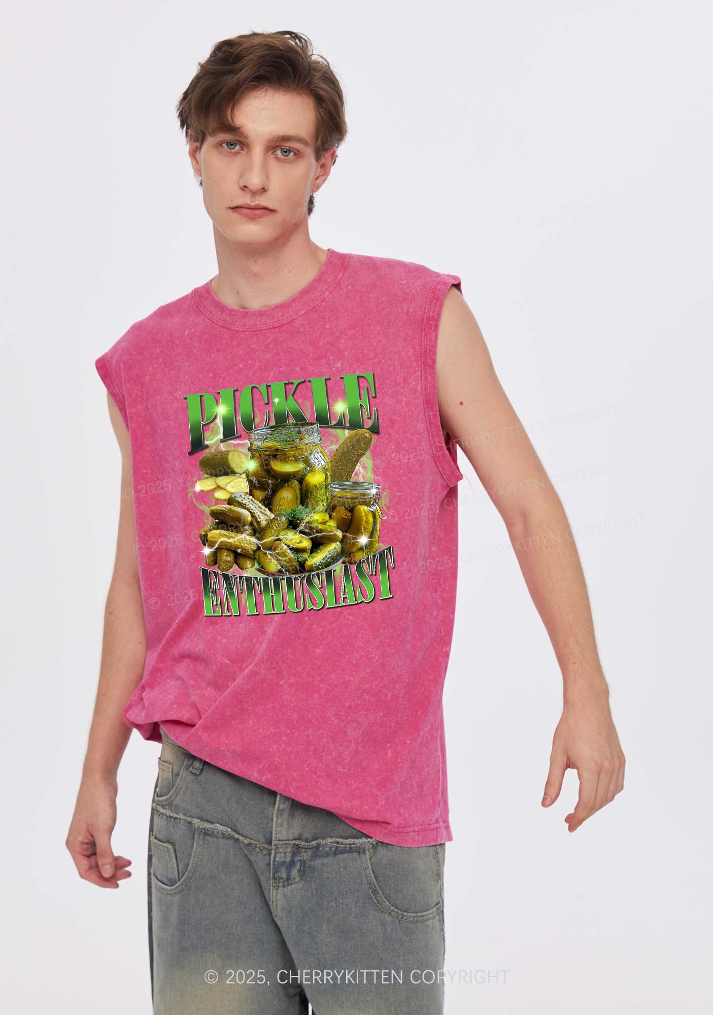 Pickle Enthusiast Y2K Washed Muscle Tank Cherrykitten