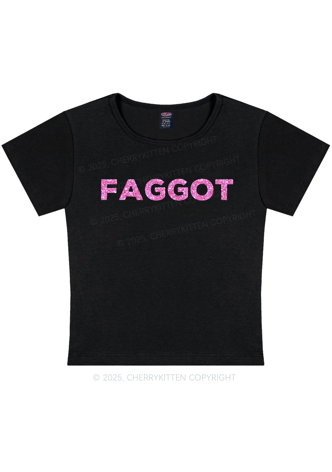 Glitter Faggot Pride Y2K Baby Tee Cherrykitten