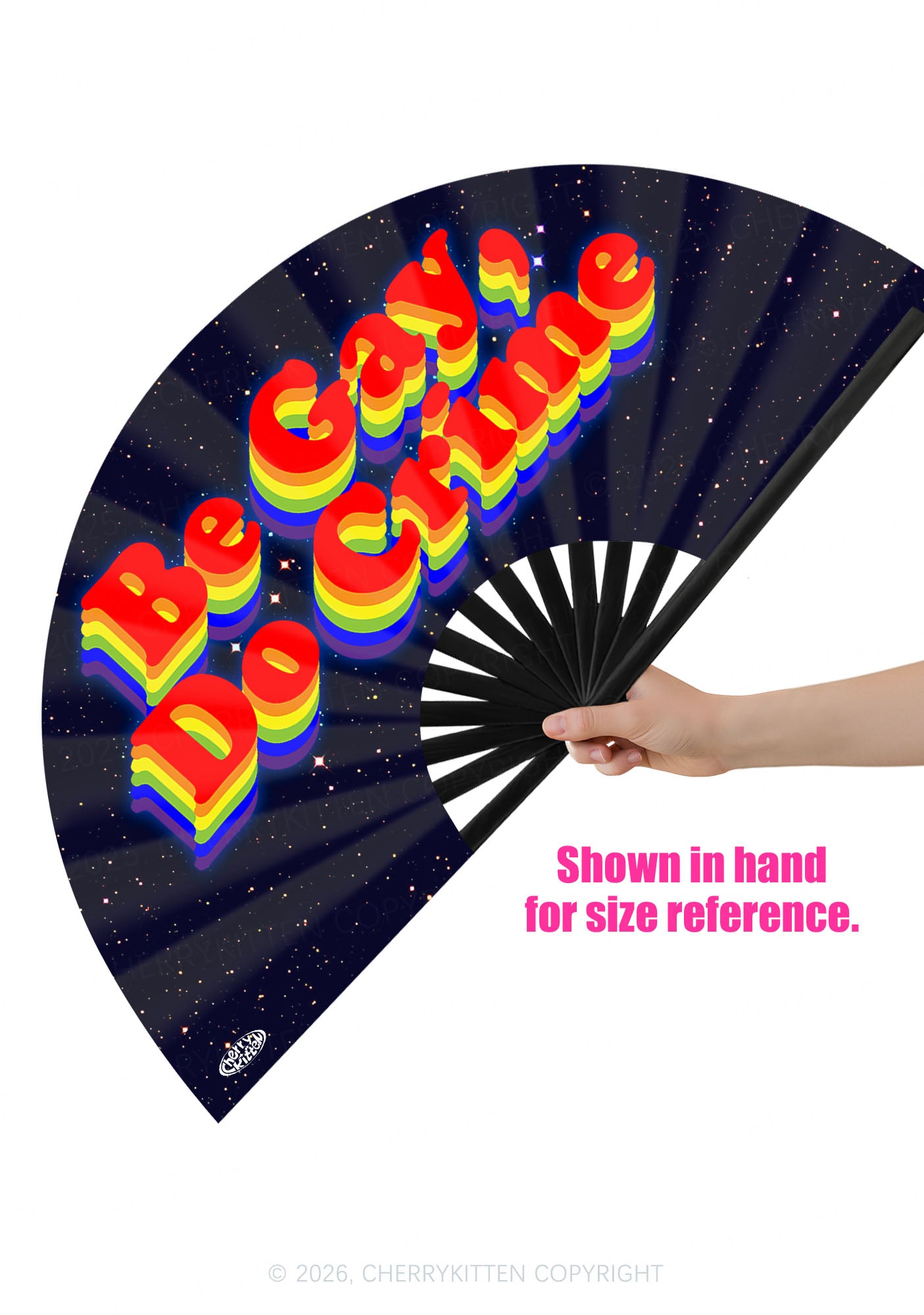 Be Gay Do Crime Pride Y2K Rave Hand Fan Cherrykitten