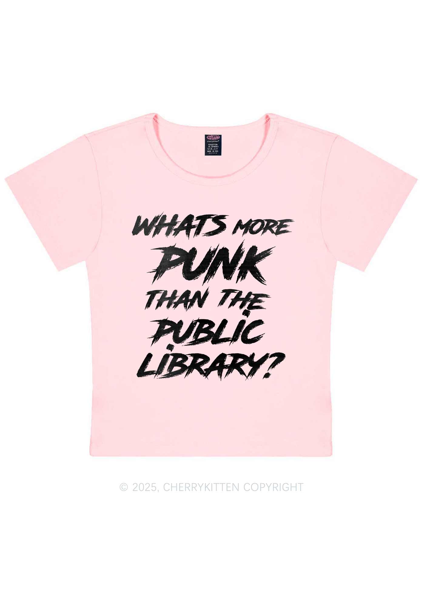 Punk Than Public Library Y2K Baby Tee Cherrykitten