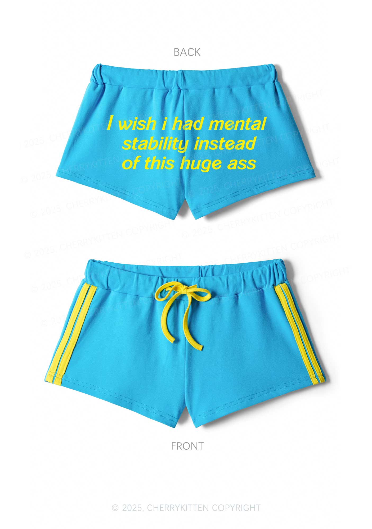 I Wish Mental Stability Y2K Drawstring Mini Shorts Cherrykitten