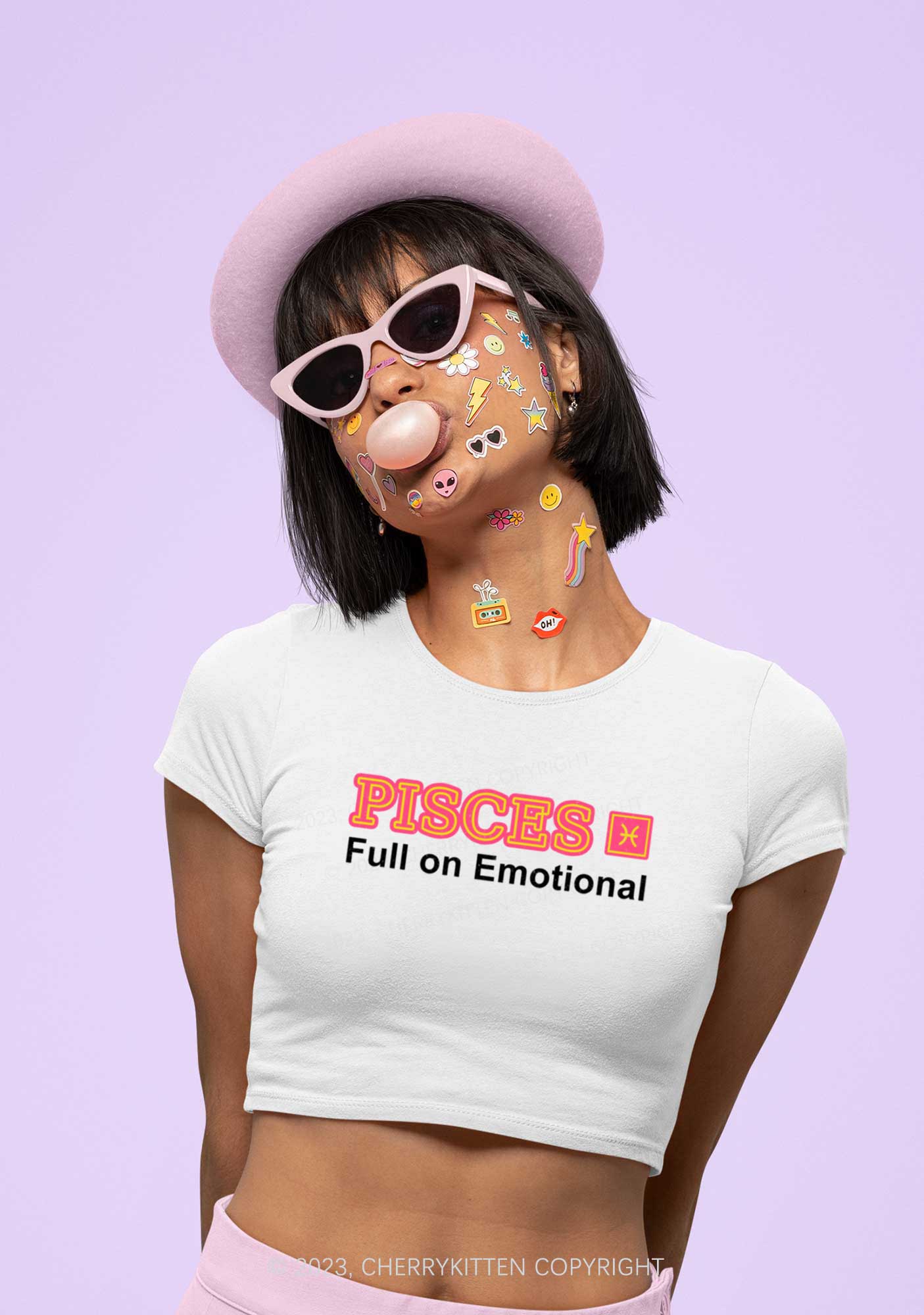 Pisces Full On Emotional Y2K Baby Tee Cherrykitten