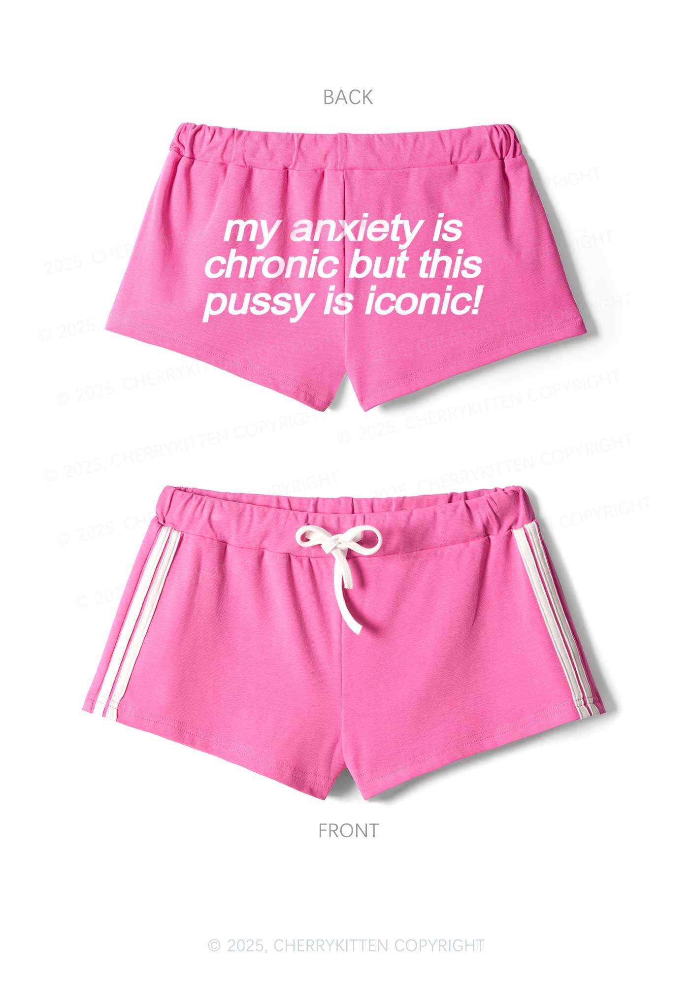 My Anxiety Is Chronic Y2K Drawstring Mini Shorts Cherrykitten