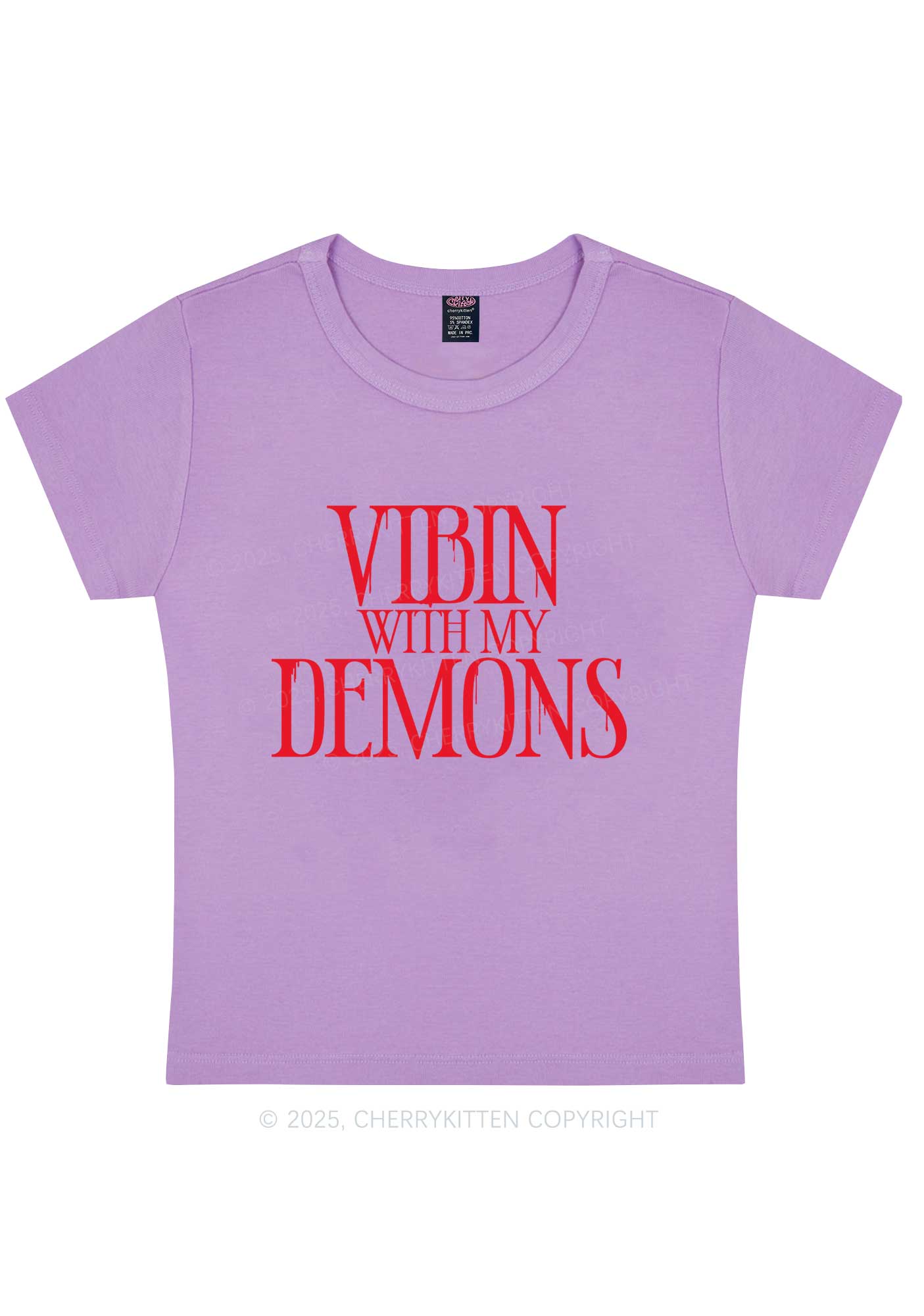 Halloween Vibin With My Demons Y2K Baby Tee Cherrykitten
