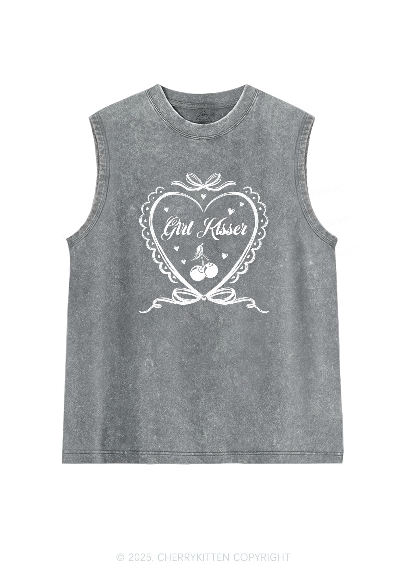 Girl Kisser Pride Y2K Washed Muscle Tank Cherrykitten