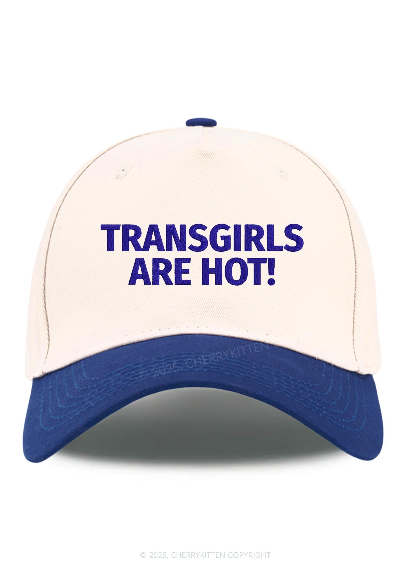 Embroidered Transgirls Are Hot Pride Y2K Color Block Baseball Cap Cherrykitten