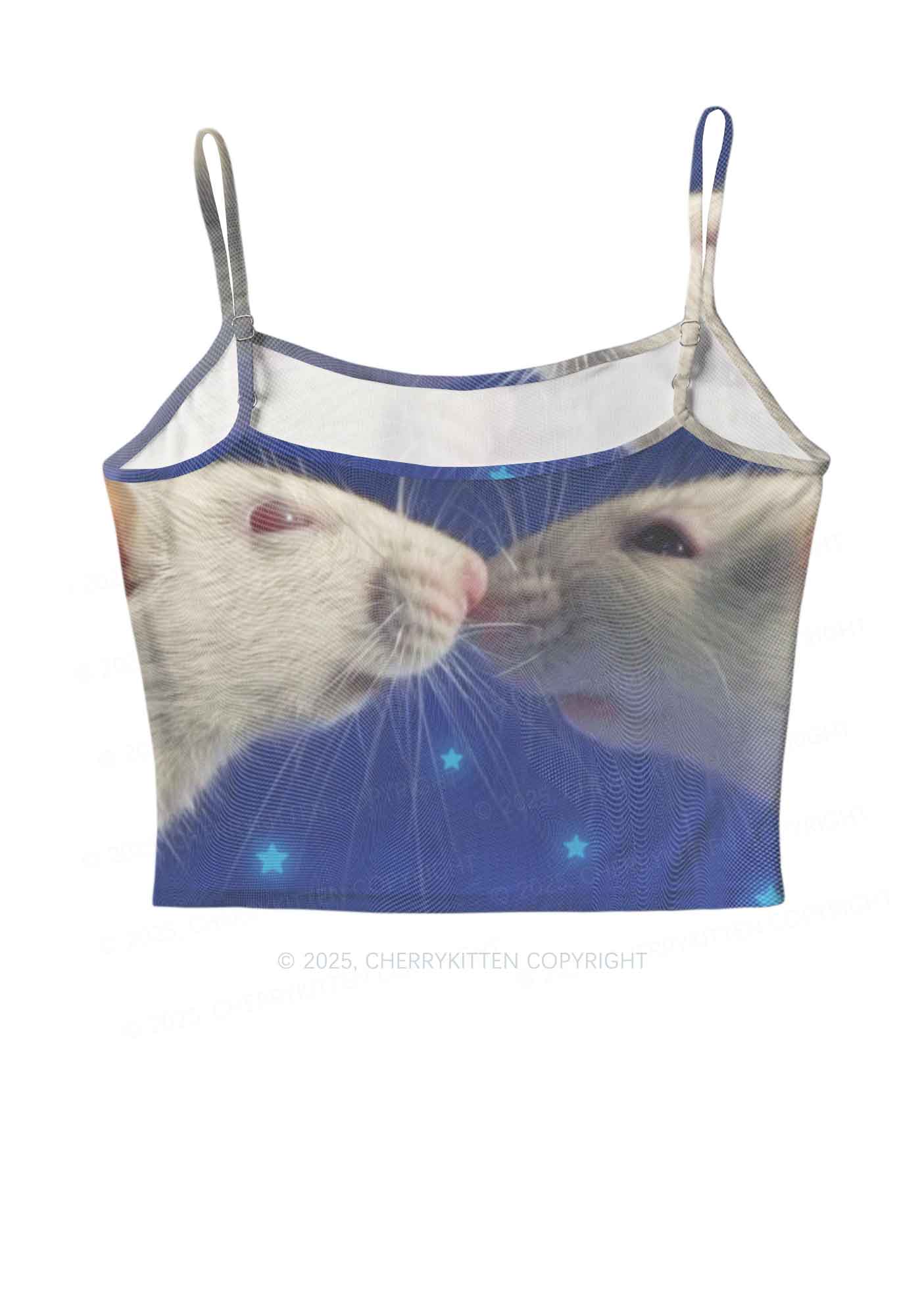 Kissing Rats Y2K Mesh Cami Tank Cherrykitten