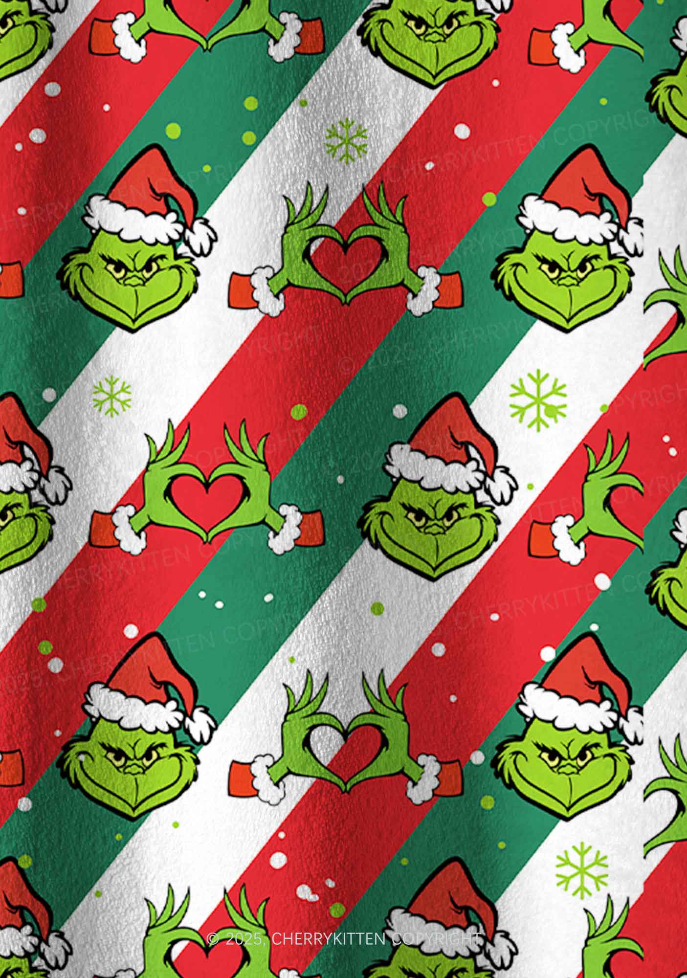 Christmas Red Hand Heart Y2K Fleece Long Sleeve Pajama Set Cherrykitten