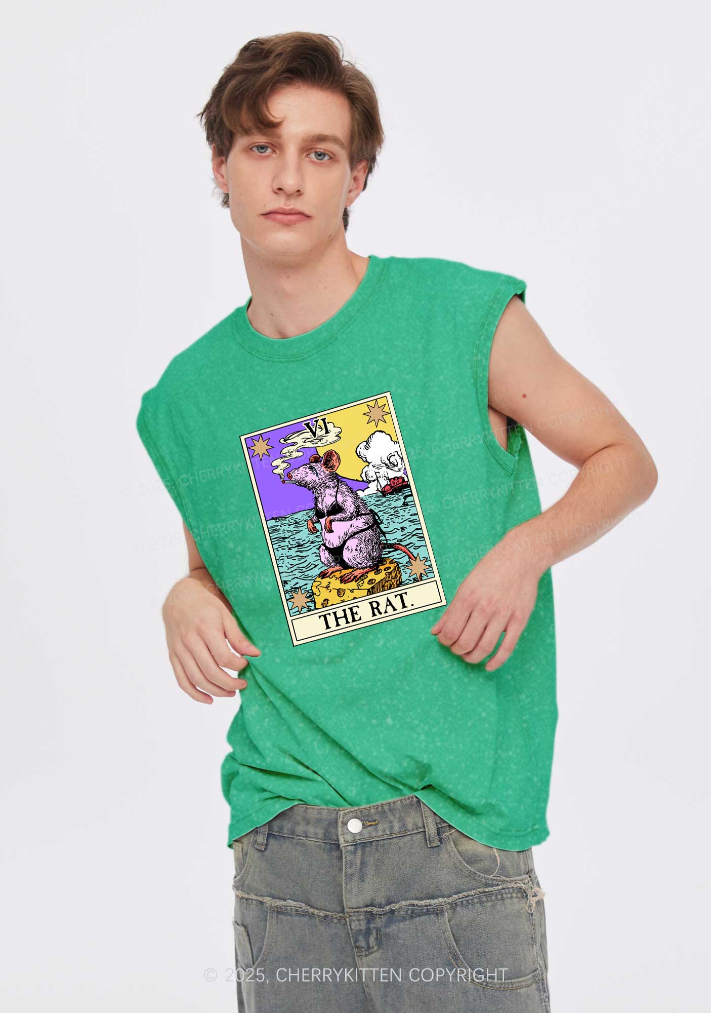 The Rat Smoking Y2K Washed Muscle Tank Cherrykitten