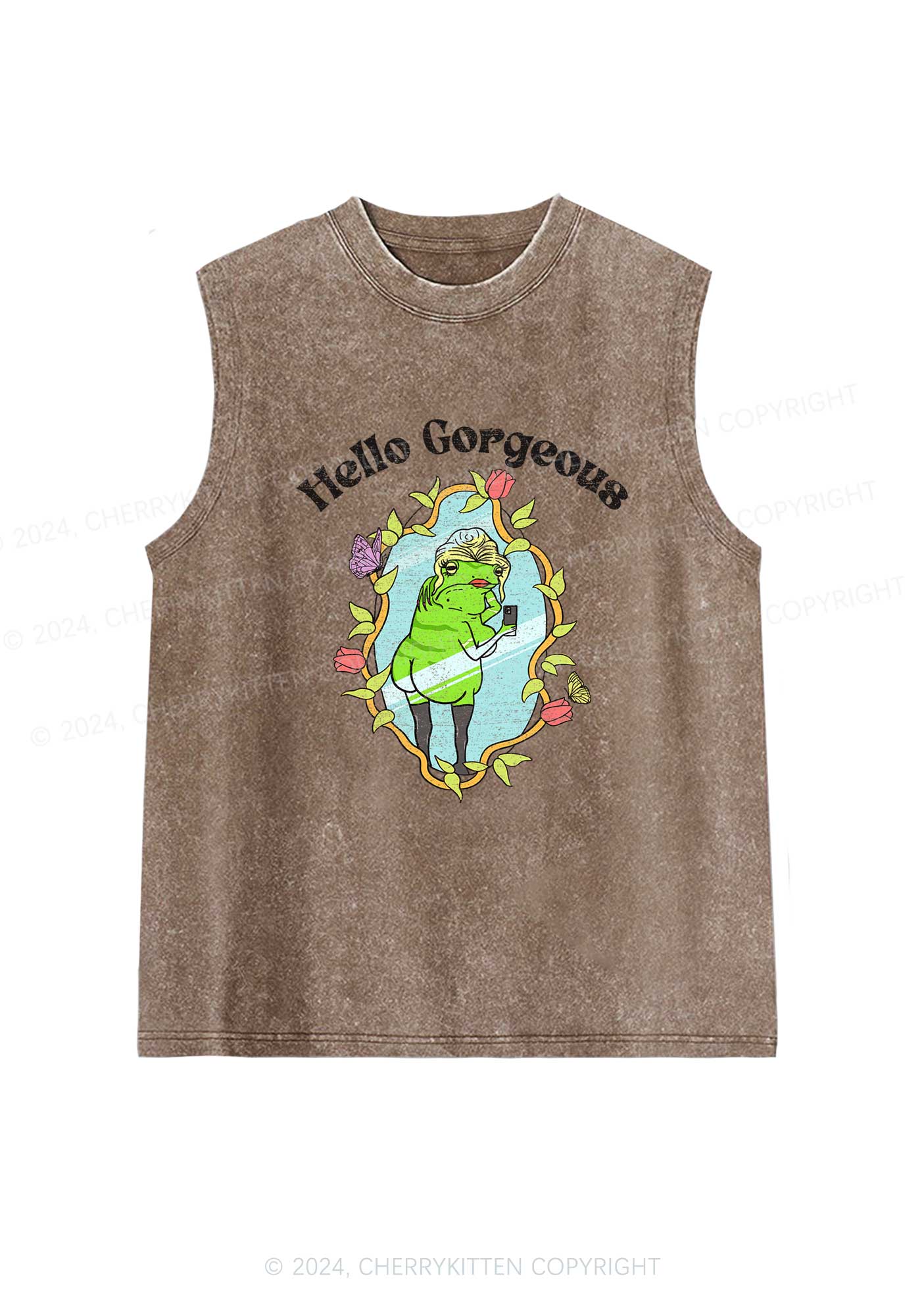 Hello Gorgeous Y2K Washed Tank Cherrykitten