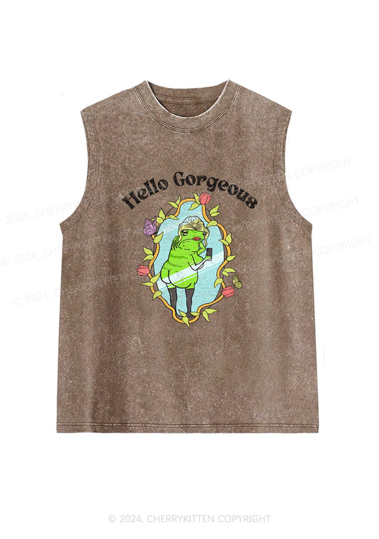 Hello Gorgeous Y2K Washed Tank Cherrykitten