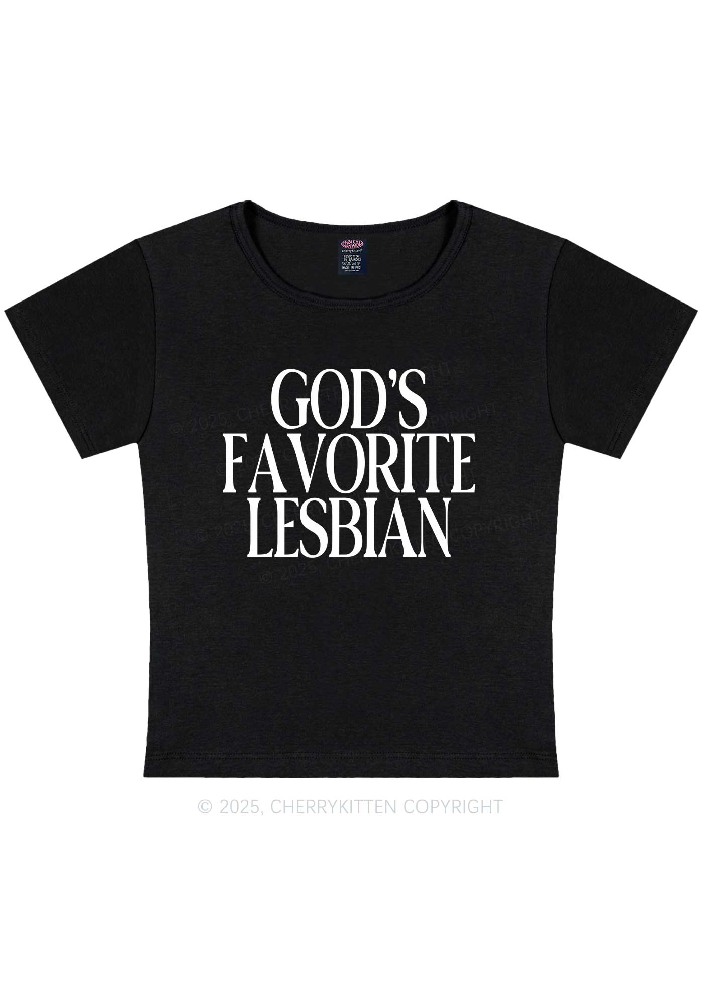 Gods Favorite Lesbian Pride Y2K Baby Tee Cherrykitten