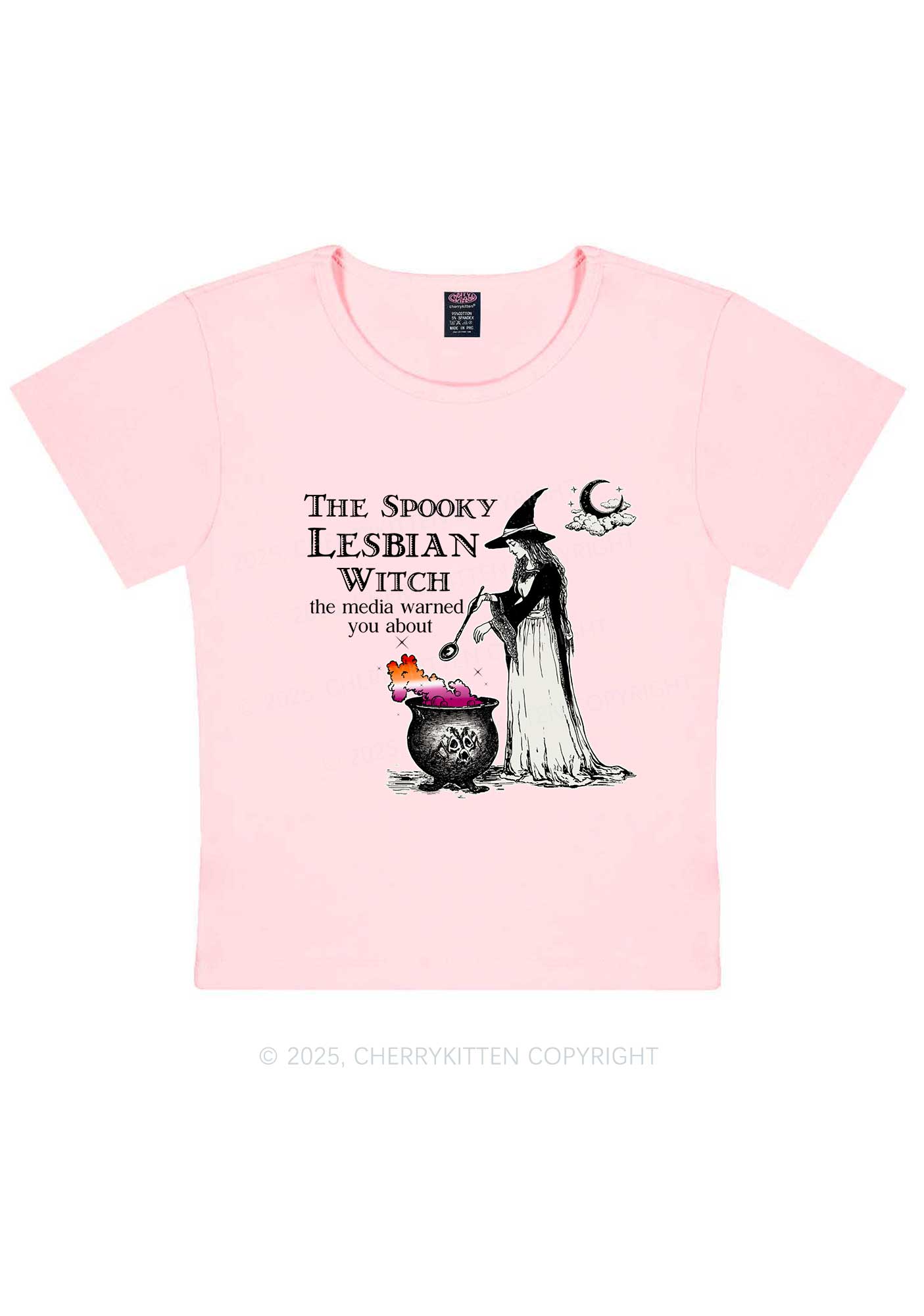 The Spooky Lesbian Witch Y2K Baby Tee Cherrykitten