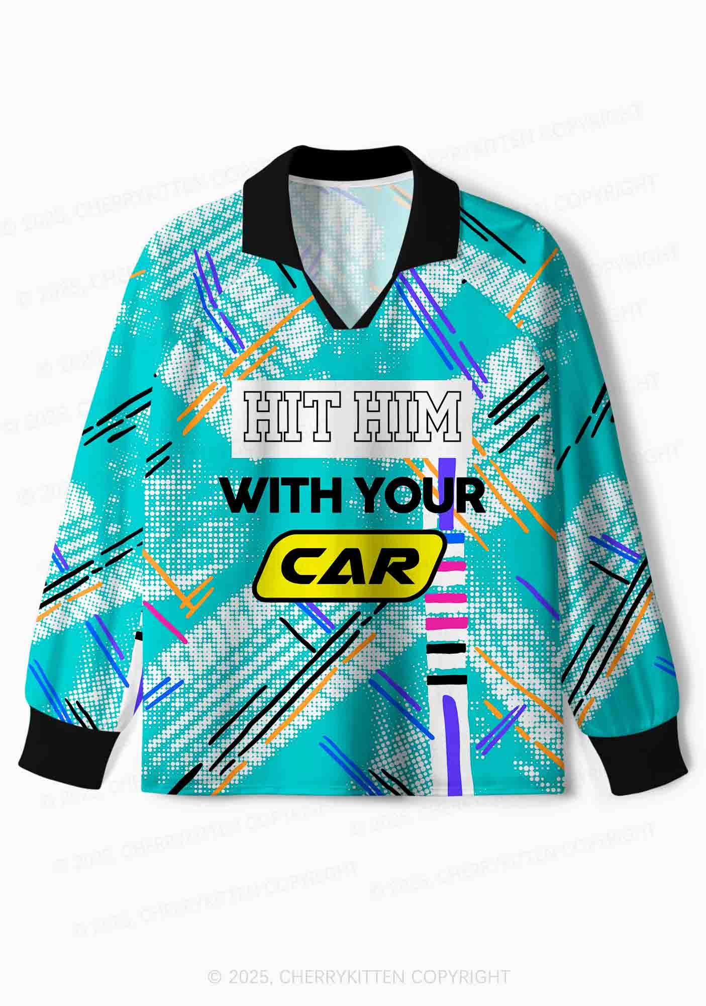 Custom Hit Him With Your Car Y2K Sport Long Sleeve Jersey Shirts Cherrykitten