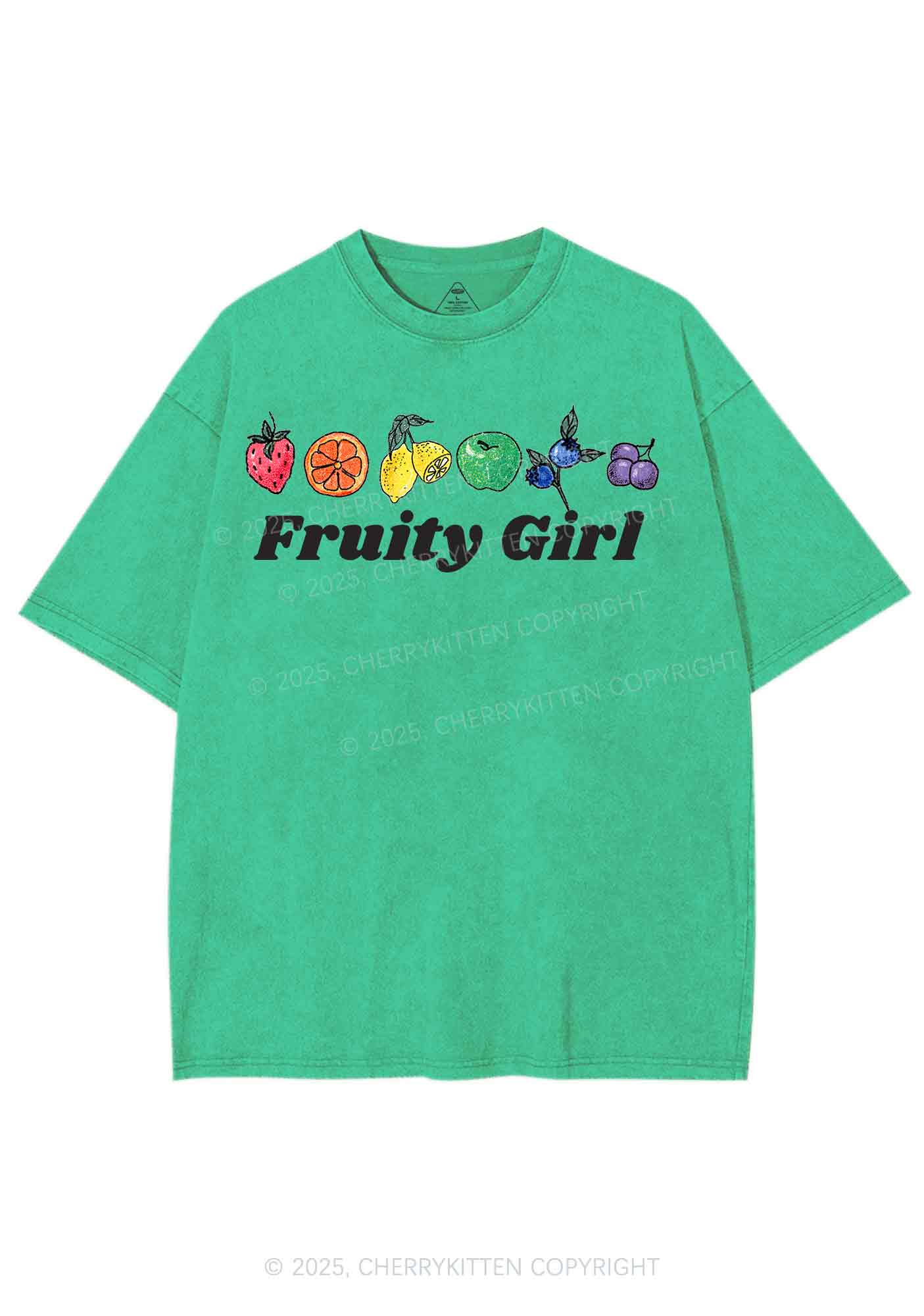Fruity Girl Y2K Shirts Washed Tee Cherrykitten