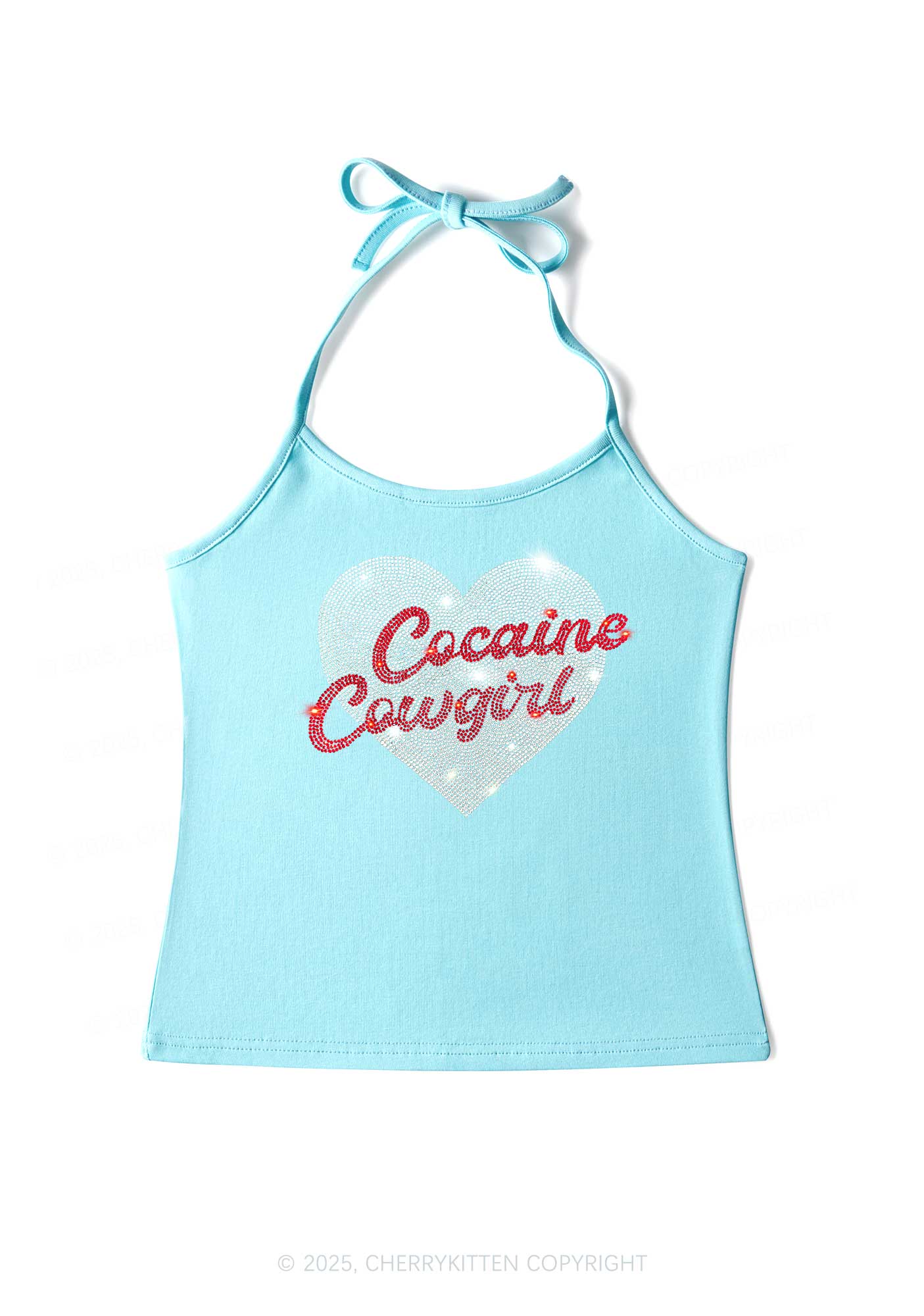 Rhinestone Cola Cowgirl Y2K Halter Neck Cami Cherrykitten