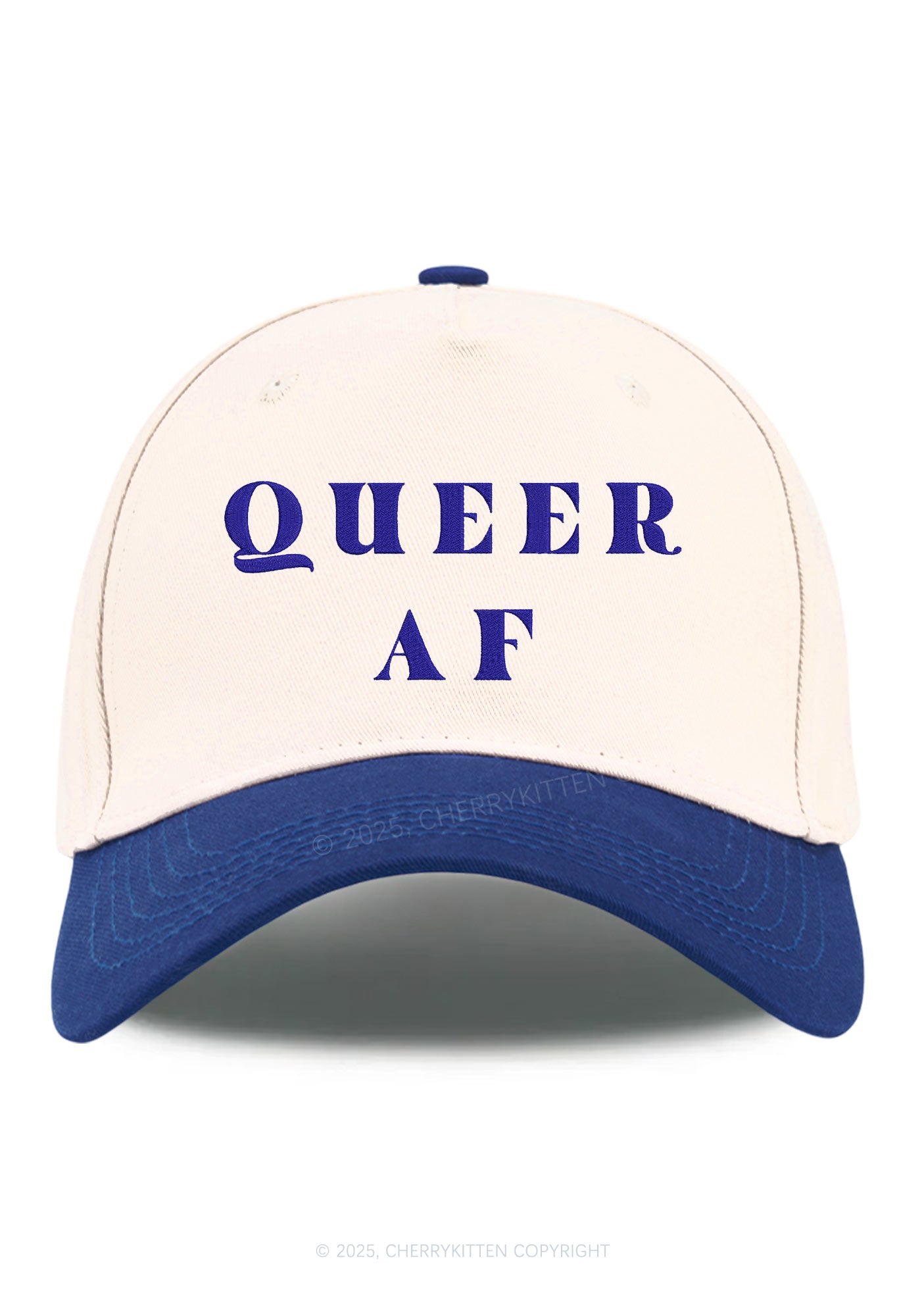 Embroidered Queer AF Pride Y2K Color Block Baseball Cap Cherrykitten