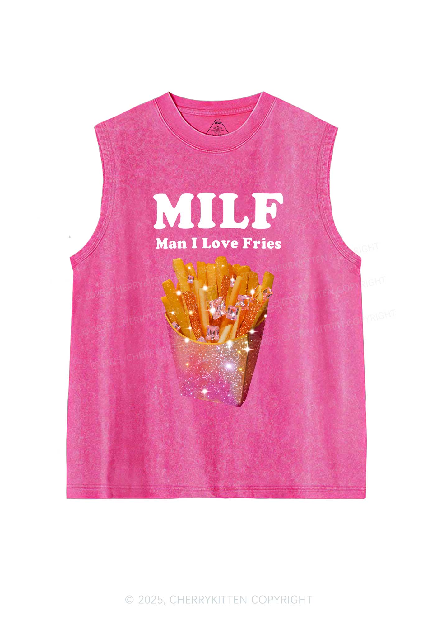 Man I Love Fries Y2K Washed Muscle Tank Cherrykitten