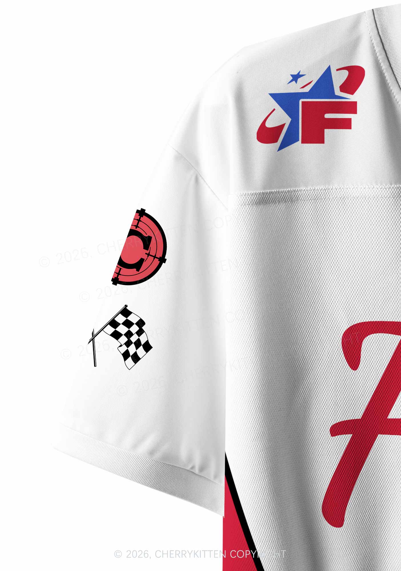 Red Faggot Star Pride Y2K Crop Sport Jersey Shirts Cherrykitten