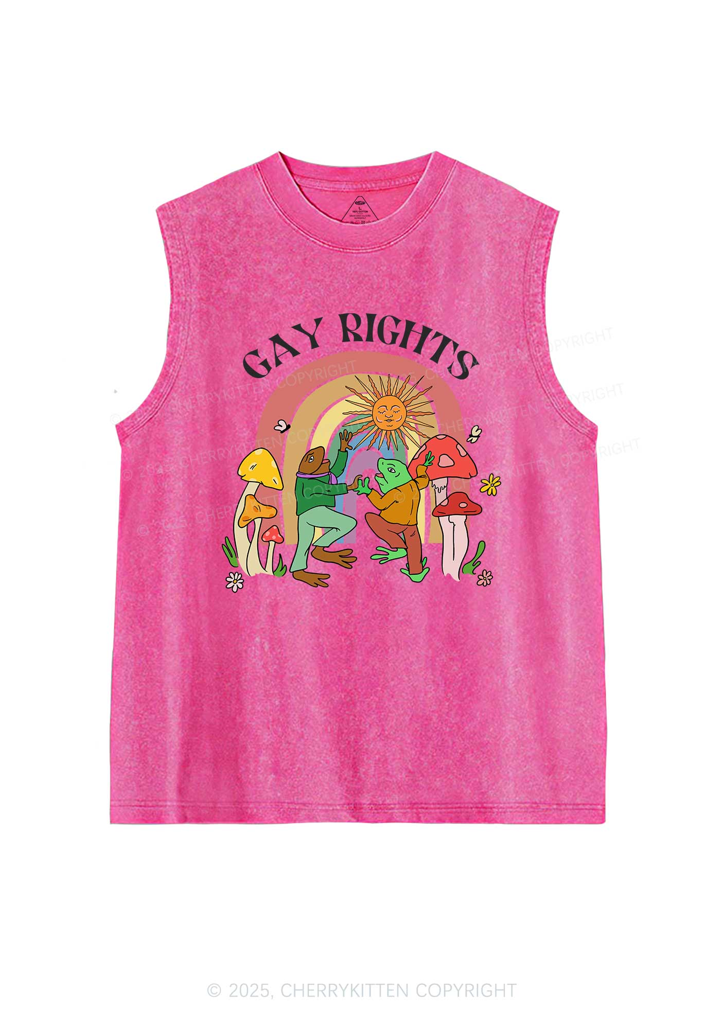Gay Rights Pride Y2K Washed Muscle Tank Cherrykitten
