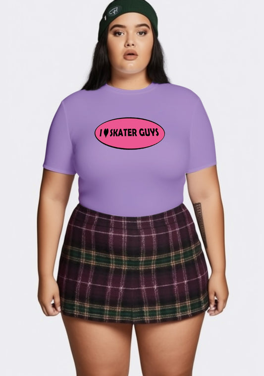Curvy I Love Skater Guys Baby Tee