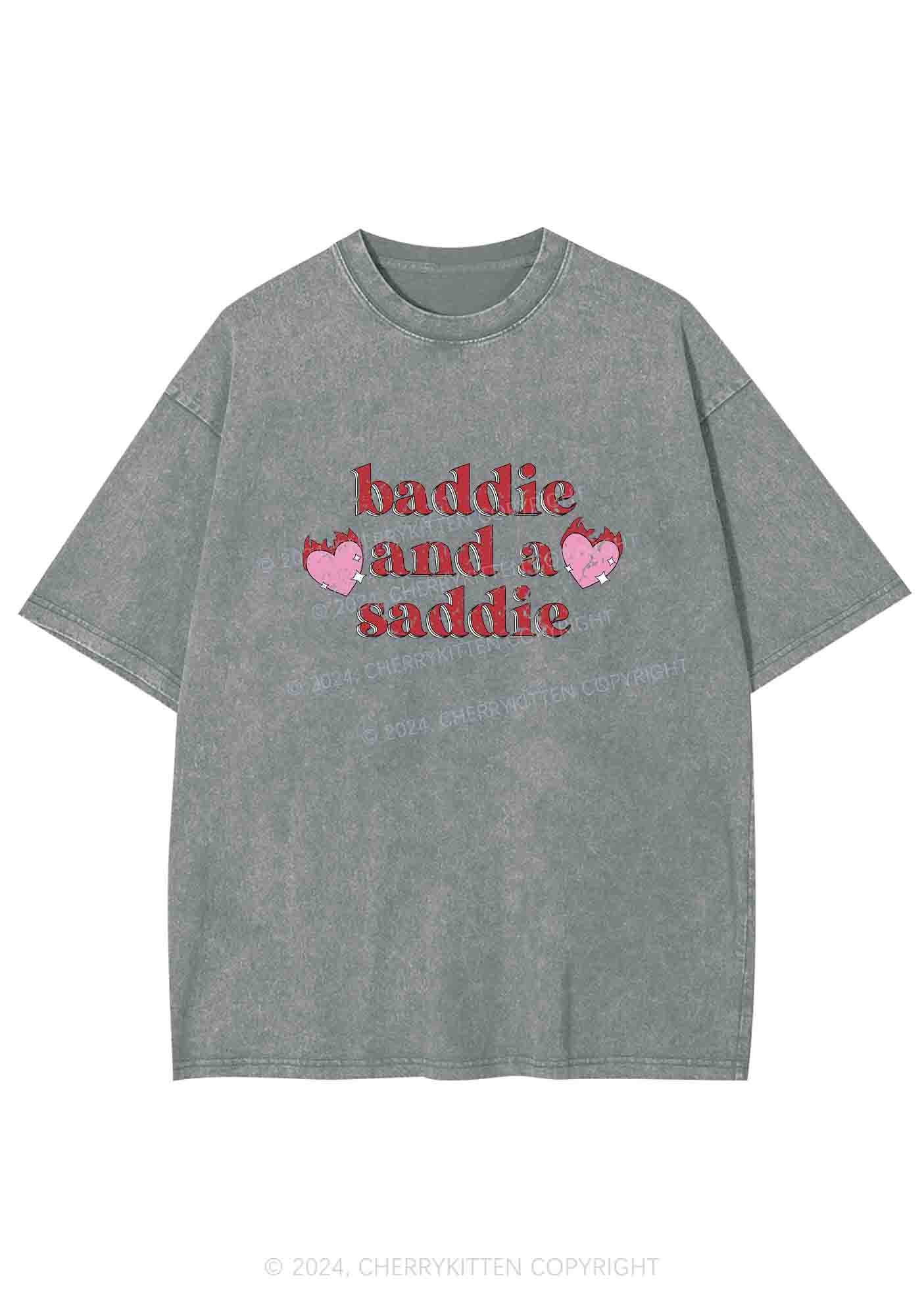 Baddie And A Saddie Y2K Washed Tee Cherrykitten