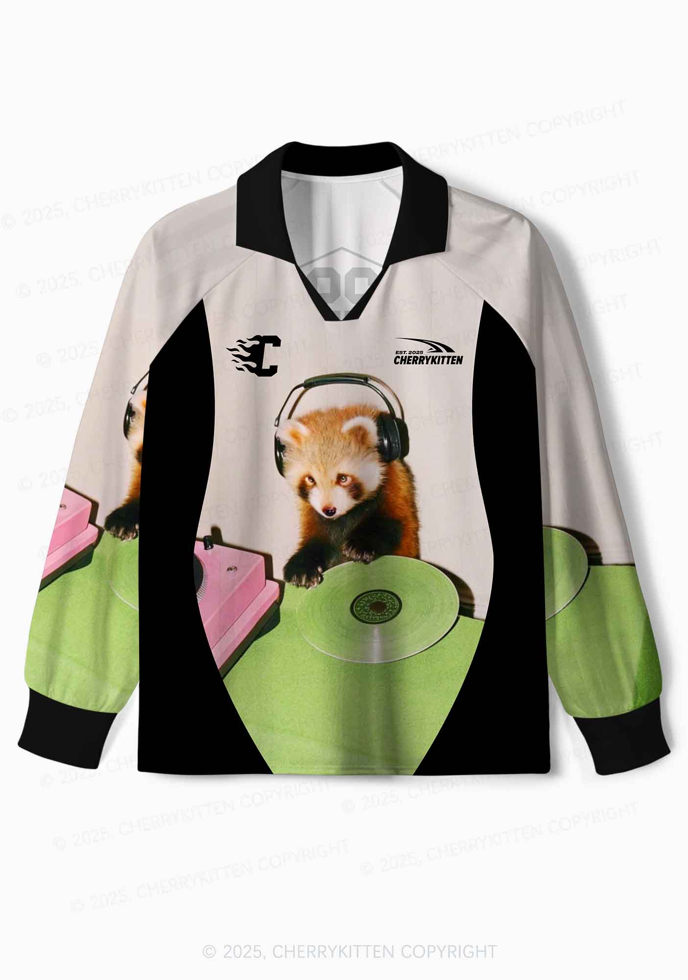 Custom Red Panda DJ Y2K Sport Long Sleeve Jersey Shirts Cherrykitten