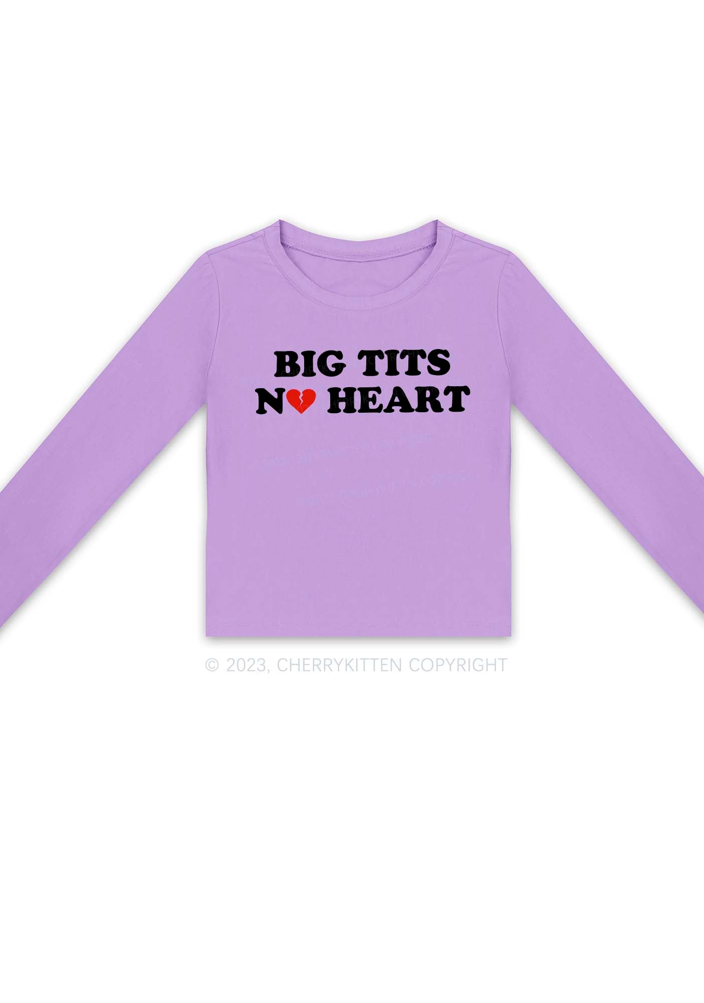 Big Txts No Heart Y2K Long Sleeve Crop Top Cherrykitten