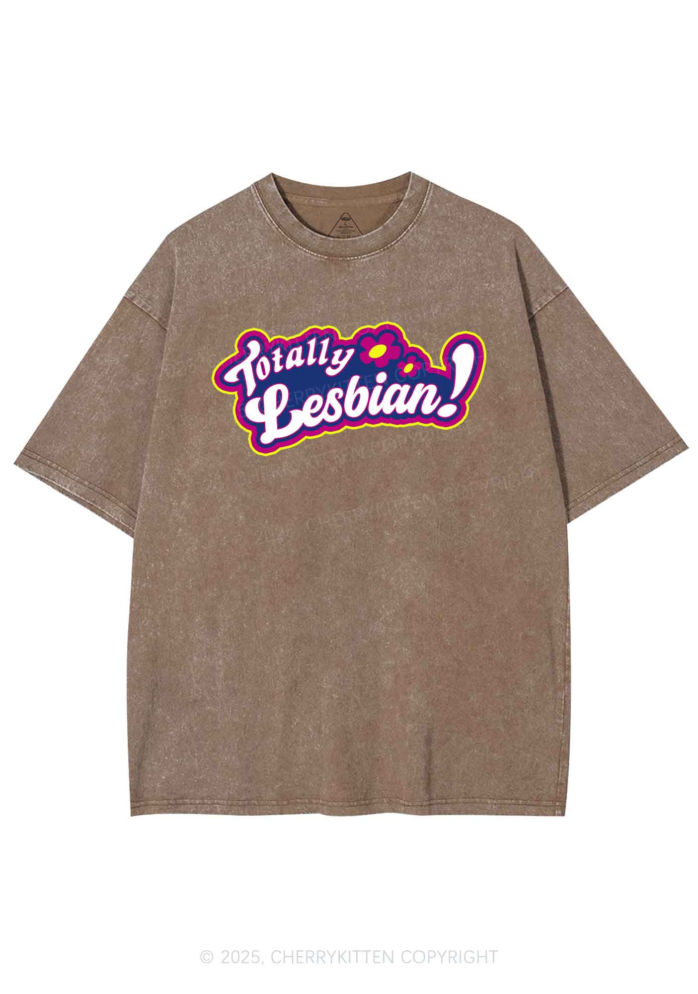 Totally Lesbian Pride Y2K Shirts Washed Tee Cherrykitten