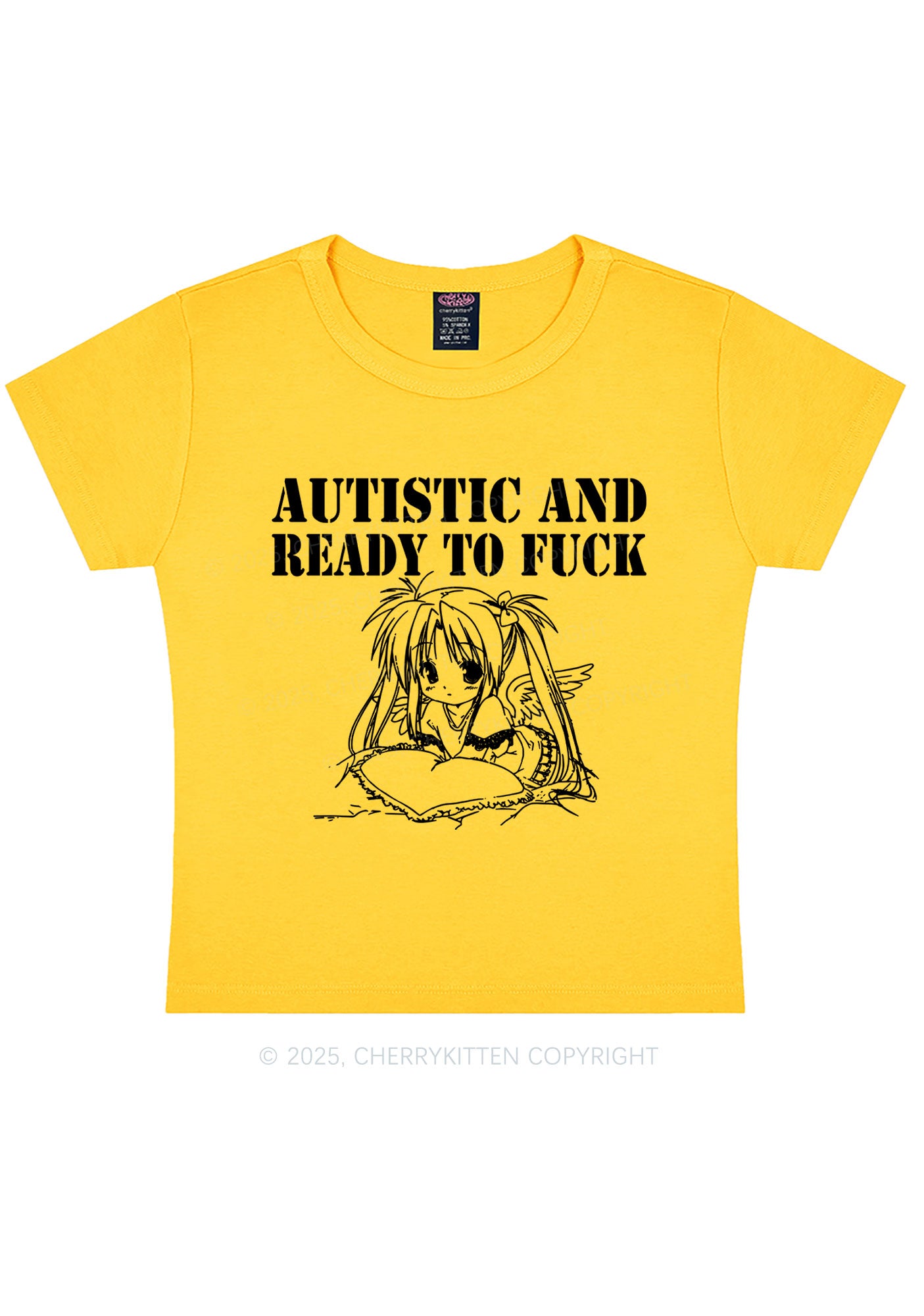 Autistic Ready To Fxxk Y2K Baby Tee Cherrykitten